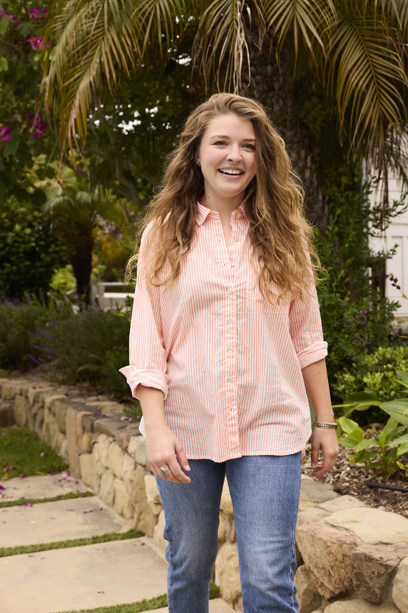 Good Boyfriend Shirt - Menswear Stripe Desert Pink - Image 2