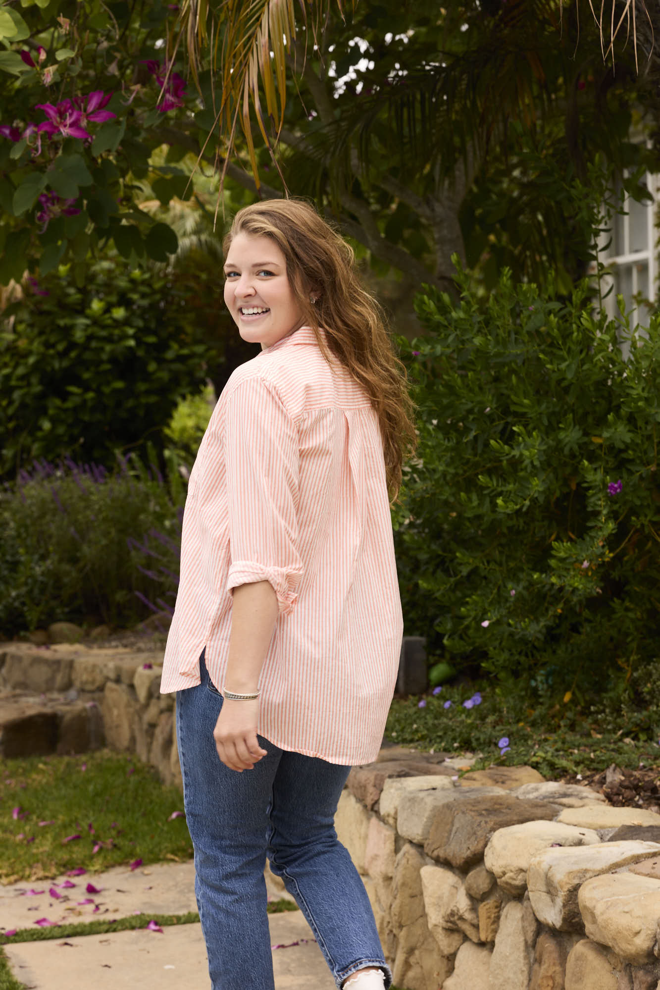 Good Boyfriend Shirt - Menswear Stripe Desert Pink - Image 4