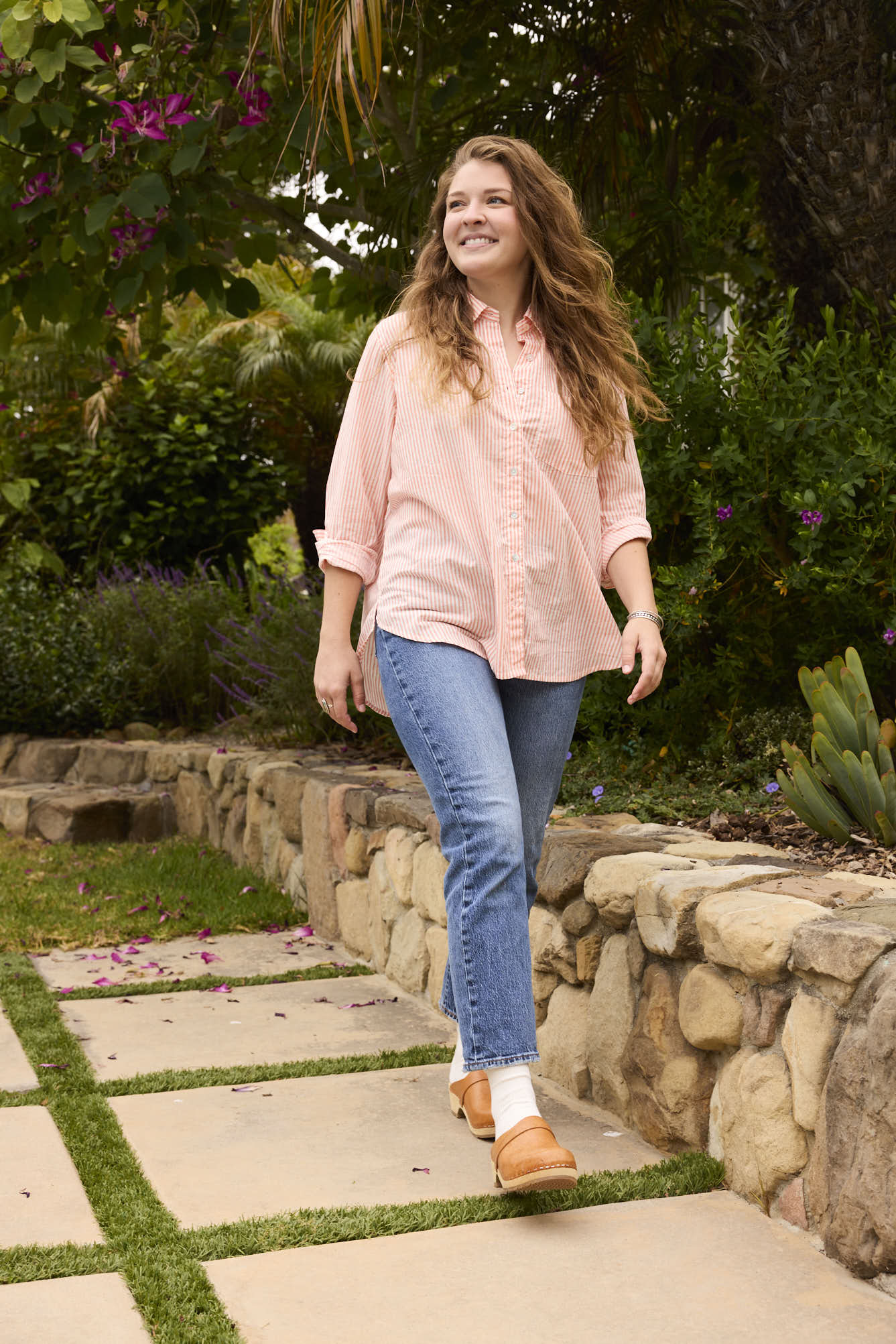 Good Boyfriend Shirt - Menswear Stripe Desert Pink - Image 5