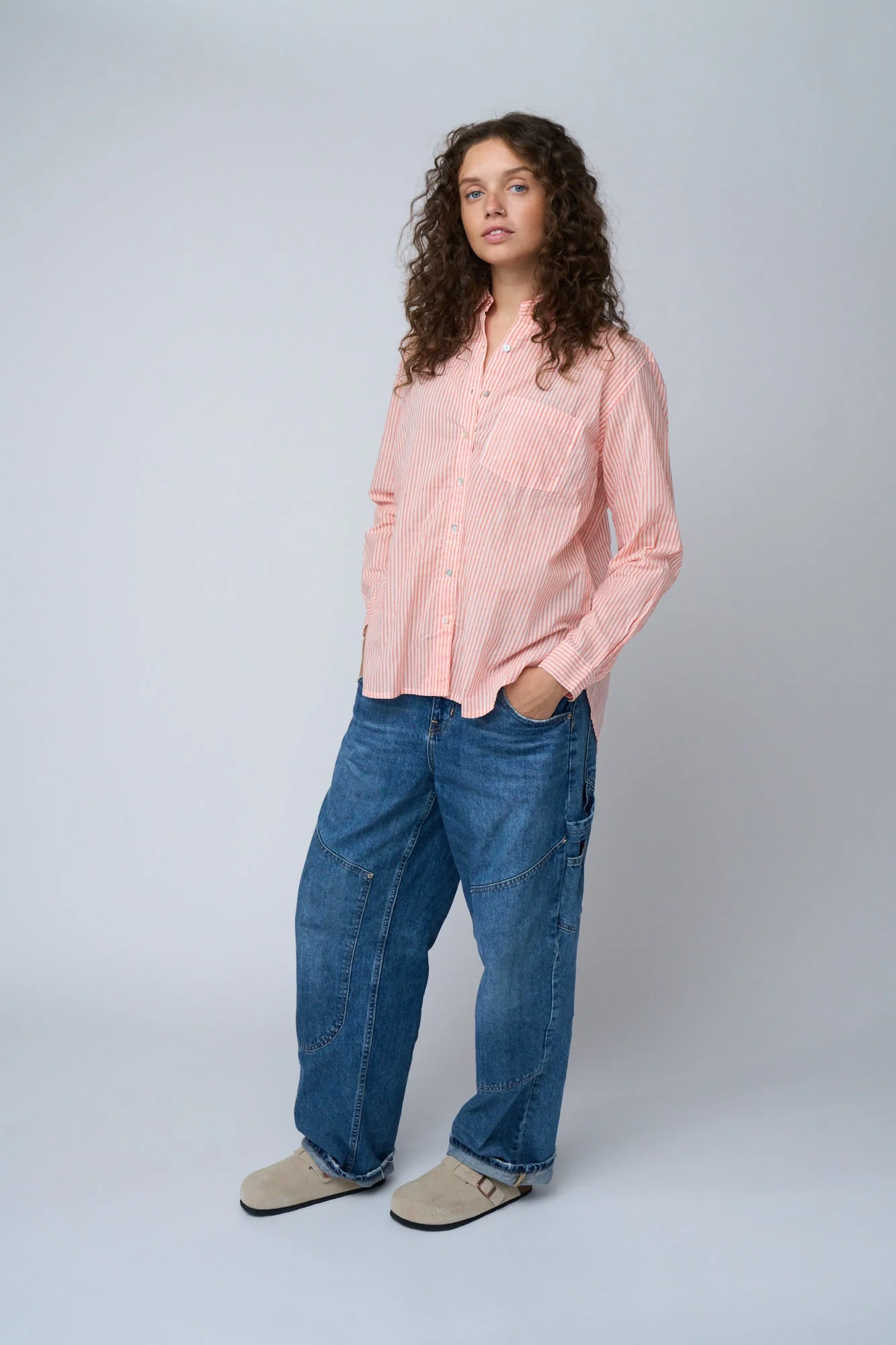 Good Boyfriend Shirt - Menswear Stripe Desert Pink - Image 7