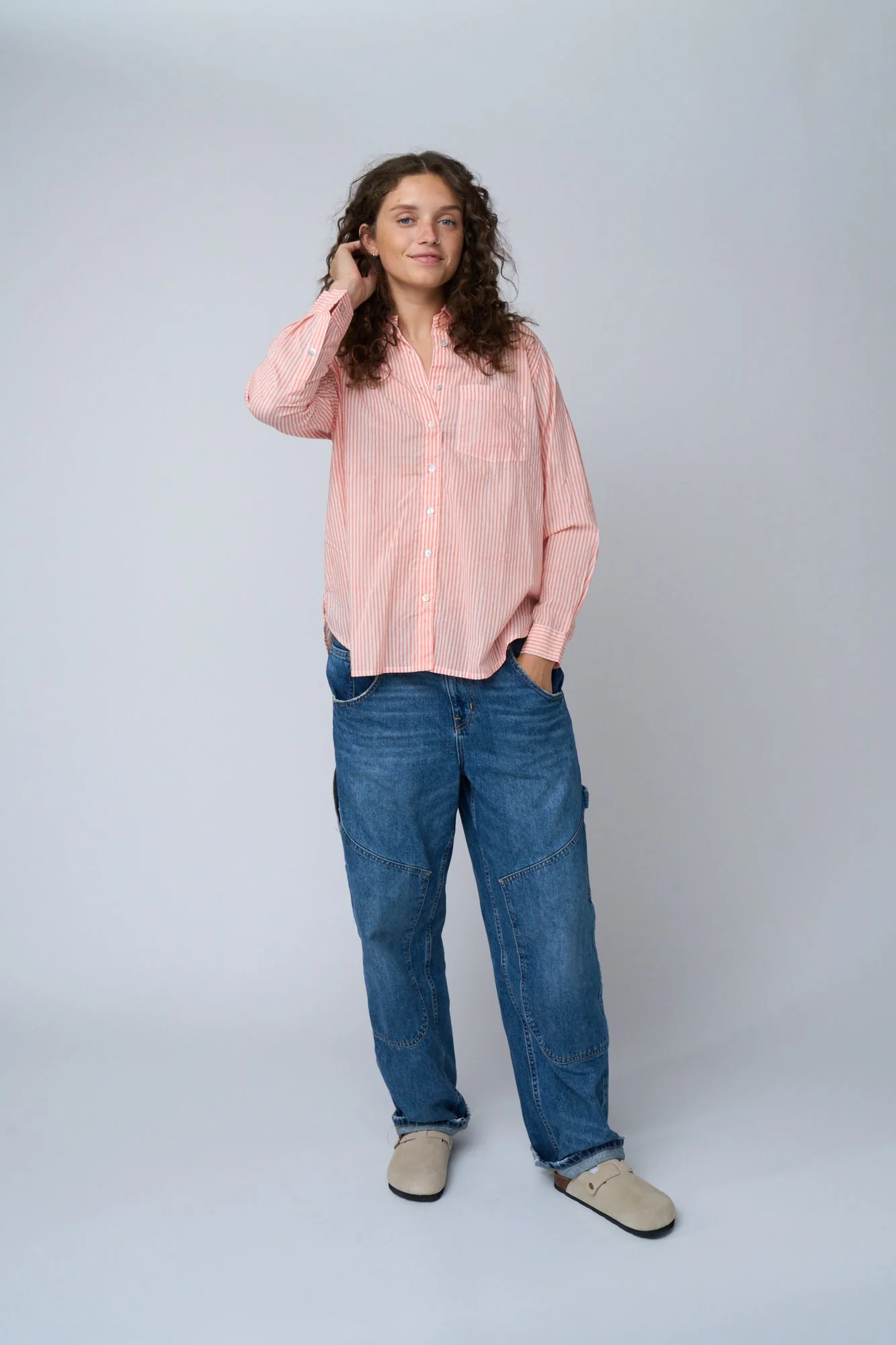 Good Boyfriend Shirt - Menswear Stripe Desert Pink - Image 8