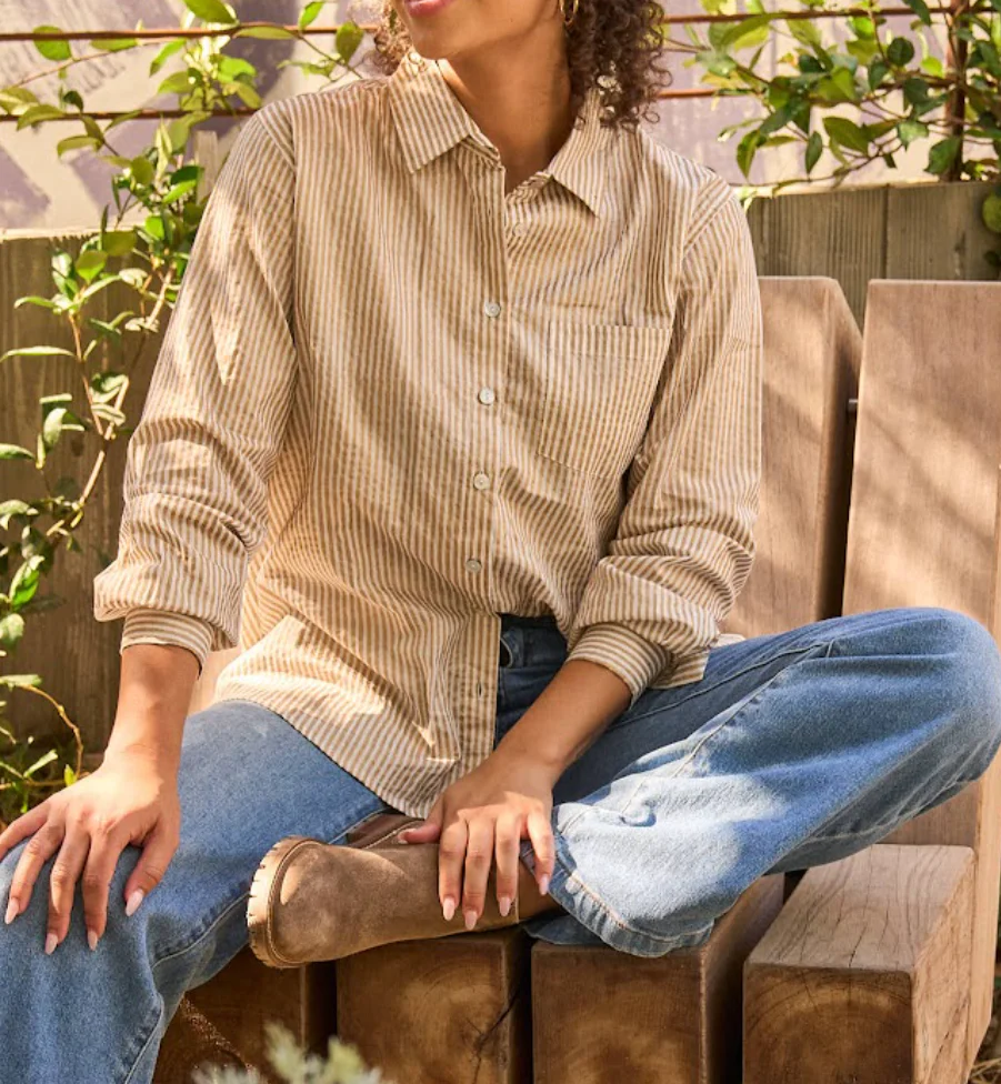 Good Boyfriend Shirt - Menswear Stripe Metallic Gold - Image 5