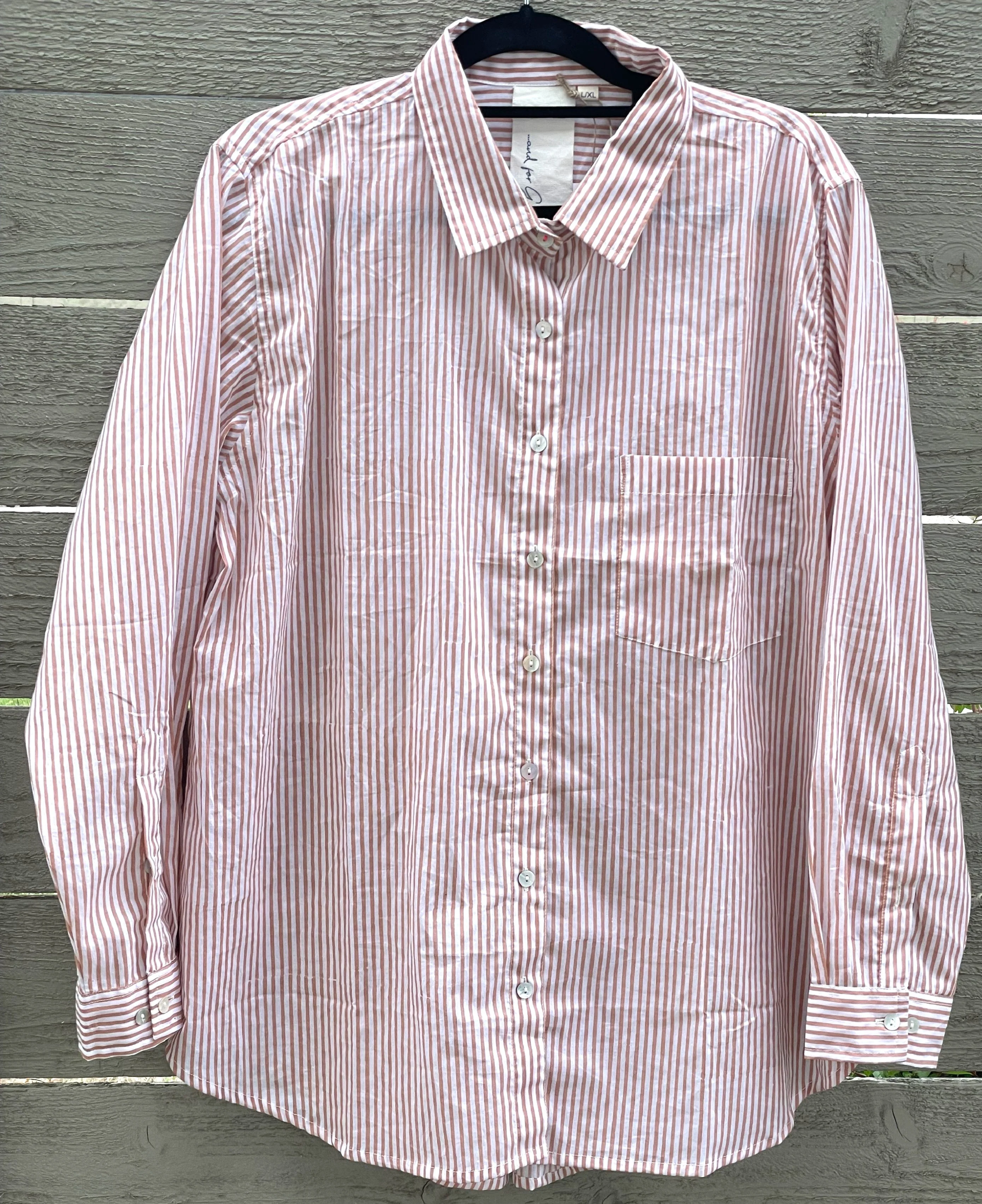 Good Boyfriend Shirt - Menswear Stripe Mocha - Image 3