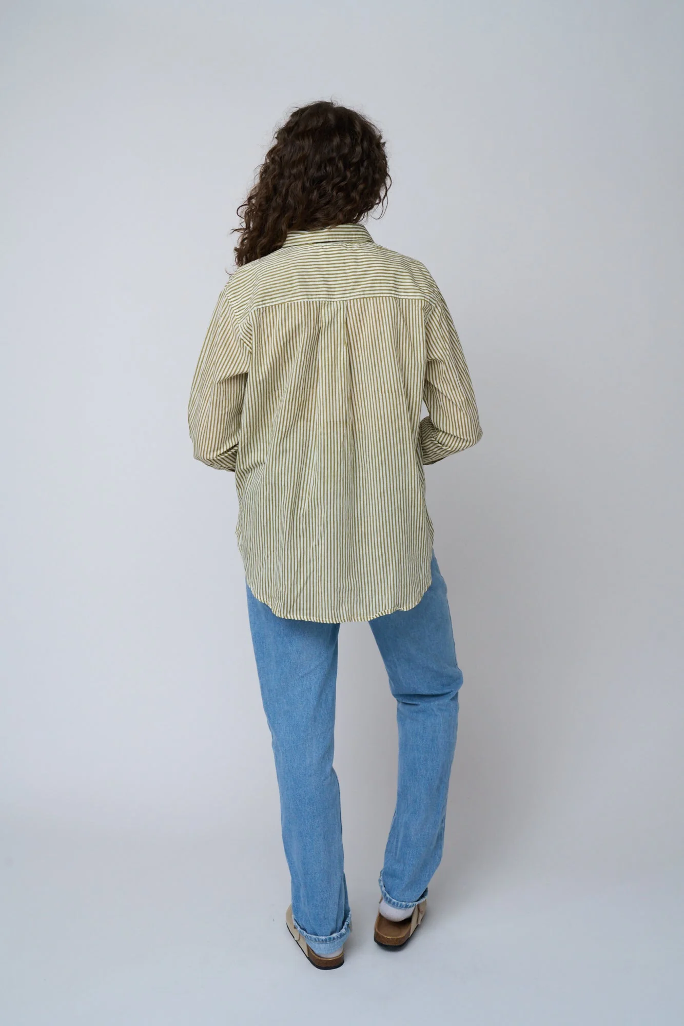 Good Boyfriend Shirt - Menswear Stripe Olive Oil - Image 13