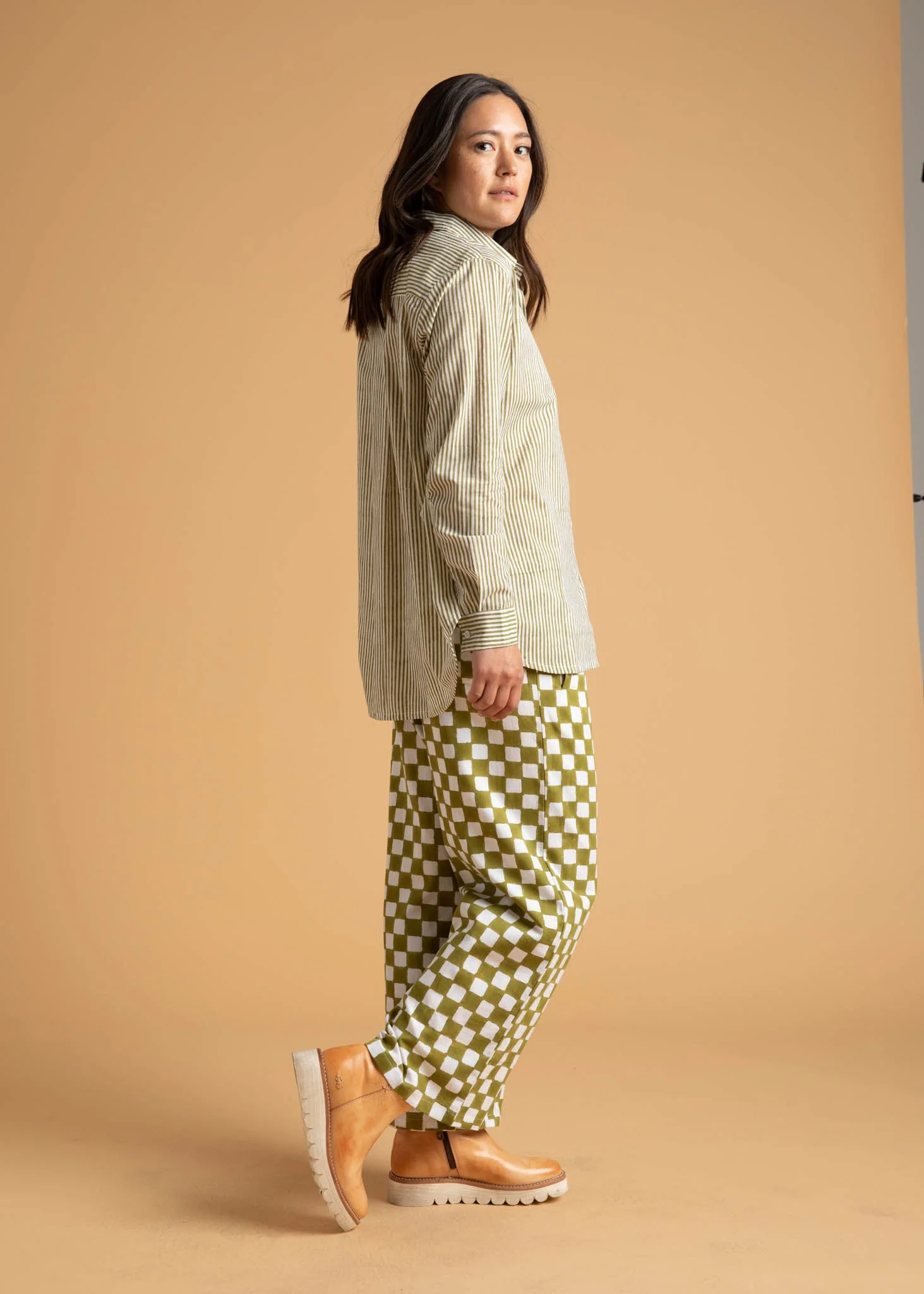 Good Boyfriend Shirt - Menswear Stripe Olive Oil - Image 22