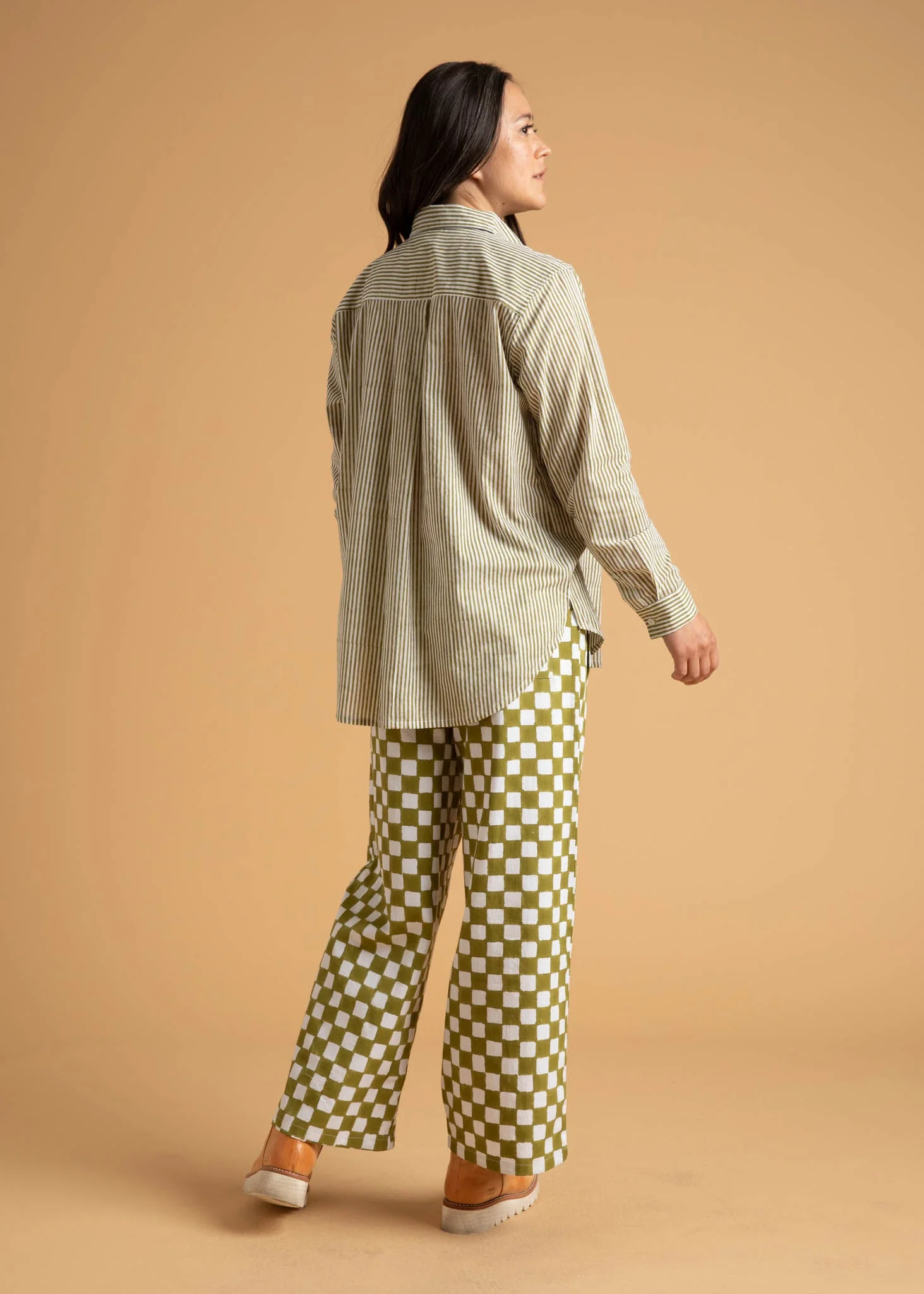 Good Boyfriend Shirt - Menswear Stripe Olive Oil - Image 23