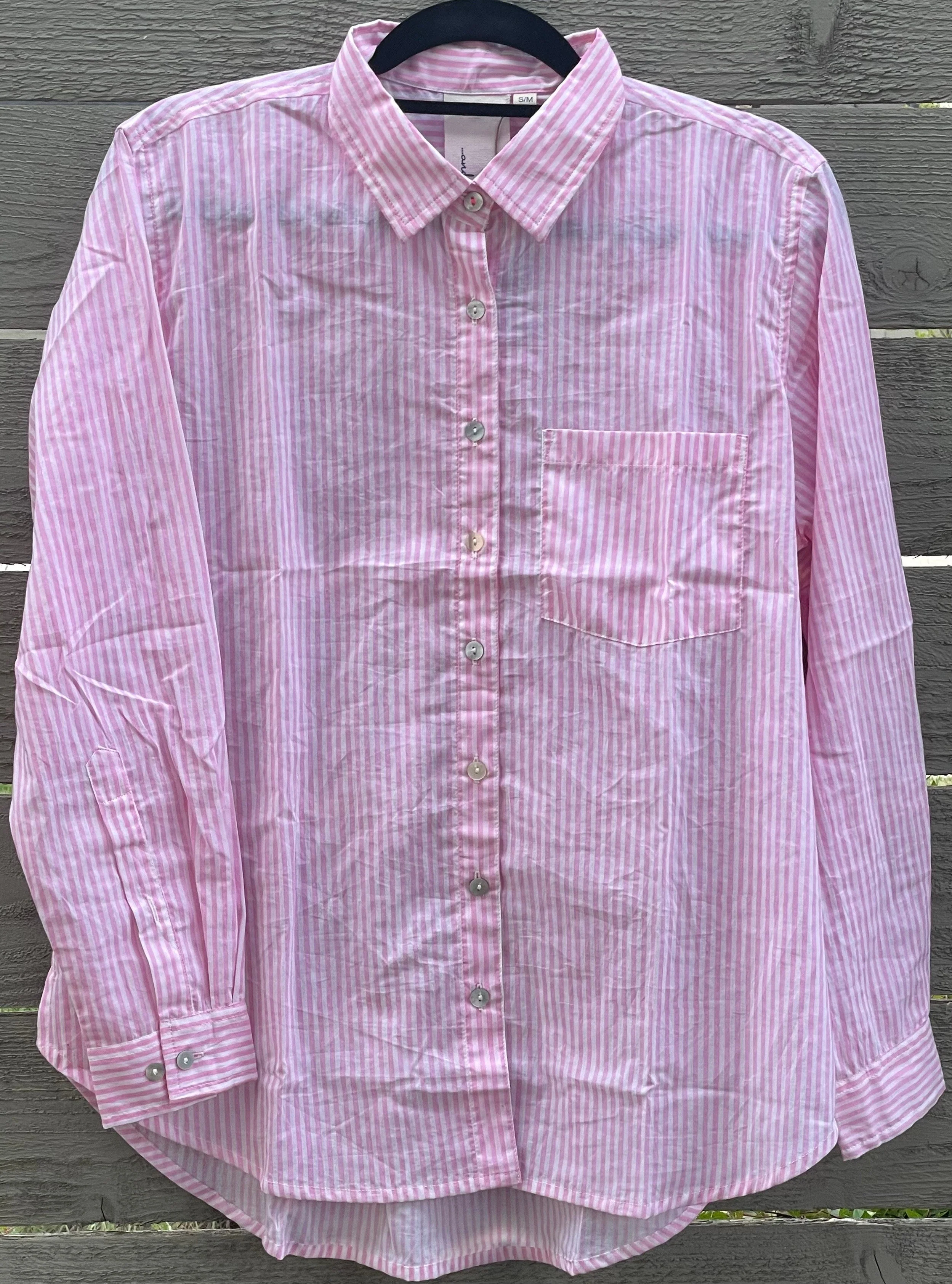 Good Boyfriend Shirt - Menswear Stripe Tickled Pink - Image 6