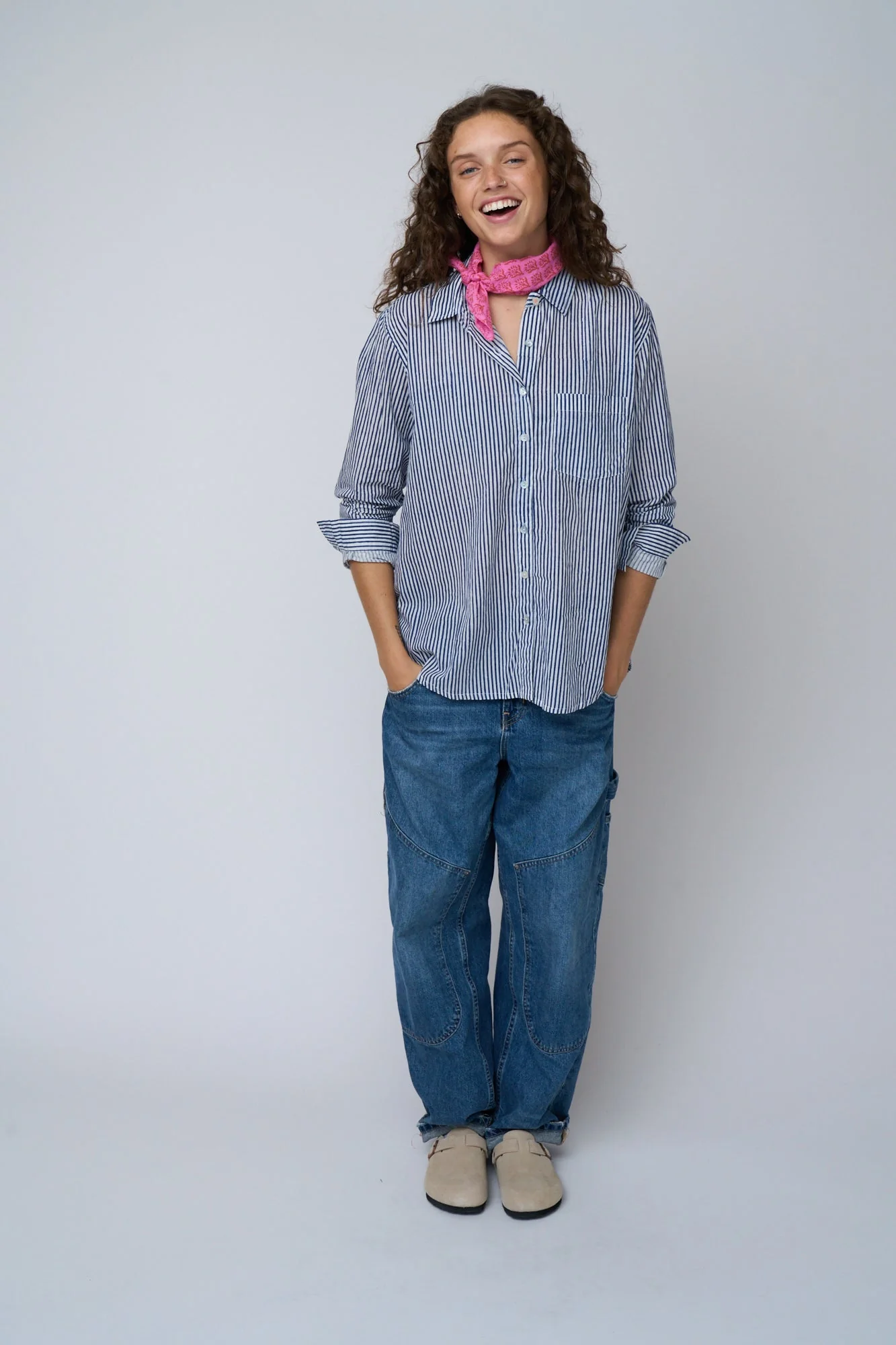 Good Boyfriend Shirt - Menswear Stripe True Navy - Image 10