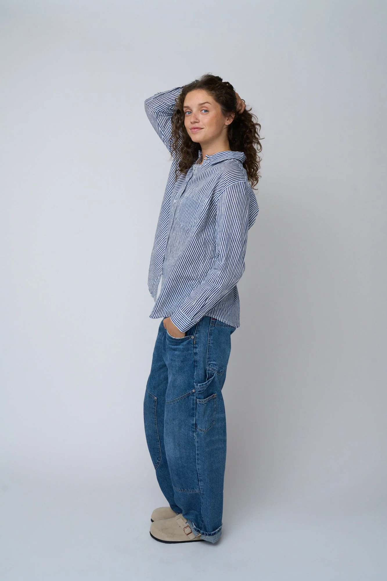 Good Boyfriend Shirt - Menswear Stripe True Navy - Image 8