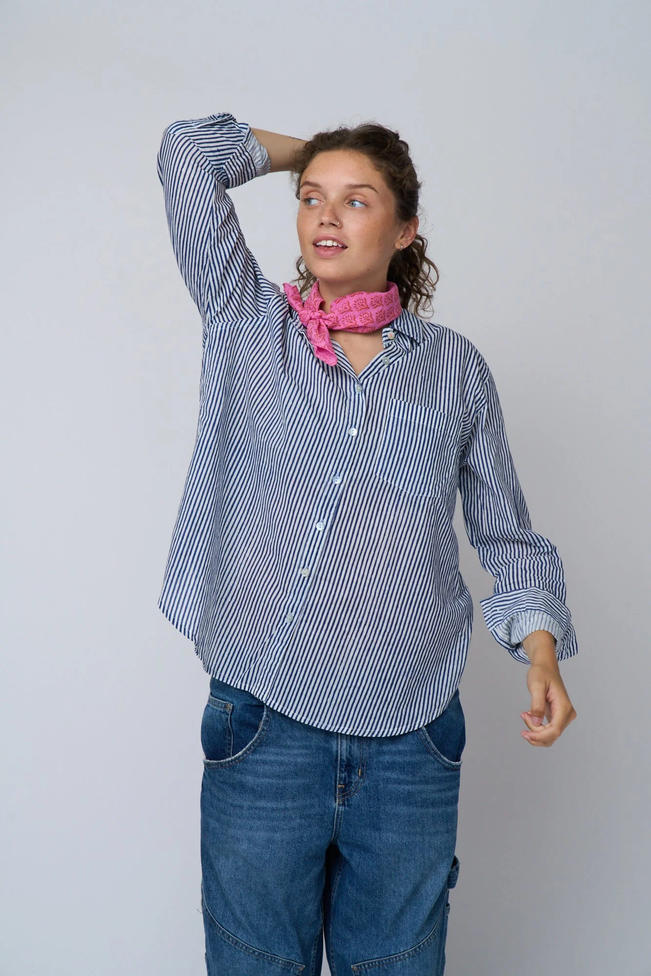 Good Boyfriend Shirt - Menswear Stripe True Navy - Image 9