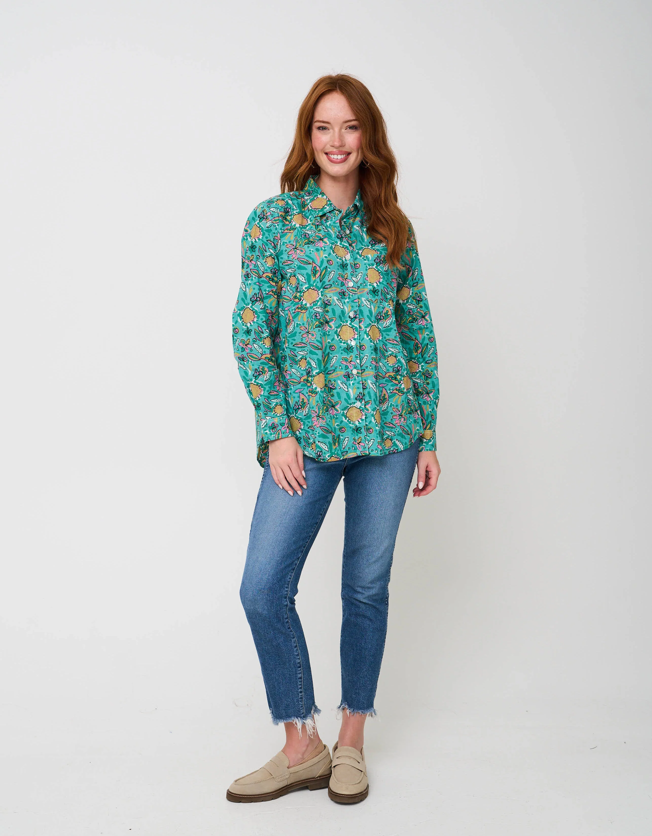 Good Boyfriend Shirt - Mira Floral Teal - Image 3