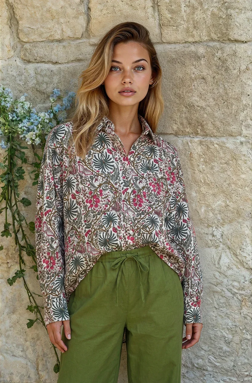 Good Boyfriend Shirt - Monarch Botanical Ecru - Image 3