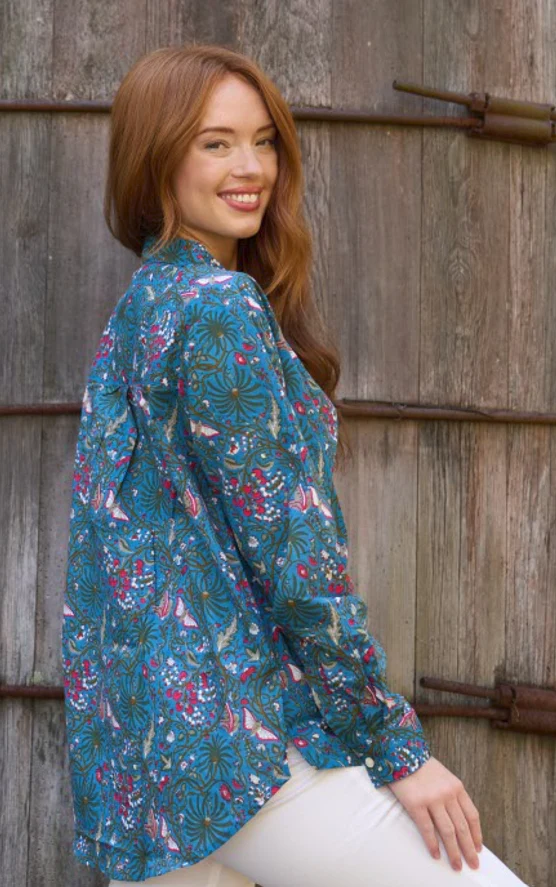 Good Boyfriend Shirt - Monarch Botanical French Teal - Image 2