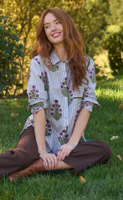 Good Boyfriend Shirt - Palm Cove Floral Dove Grey - Image 2