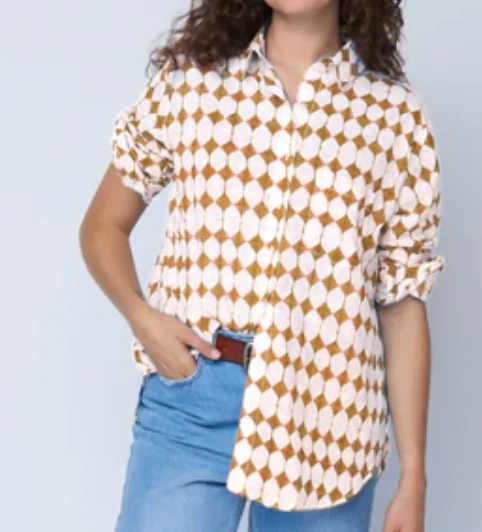 Good Boyfriend Shirt - Shibori Diamonds Baked Clay - Image 2