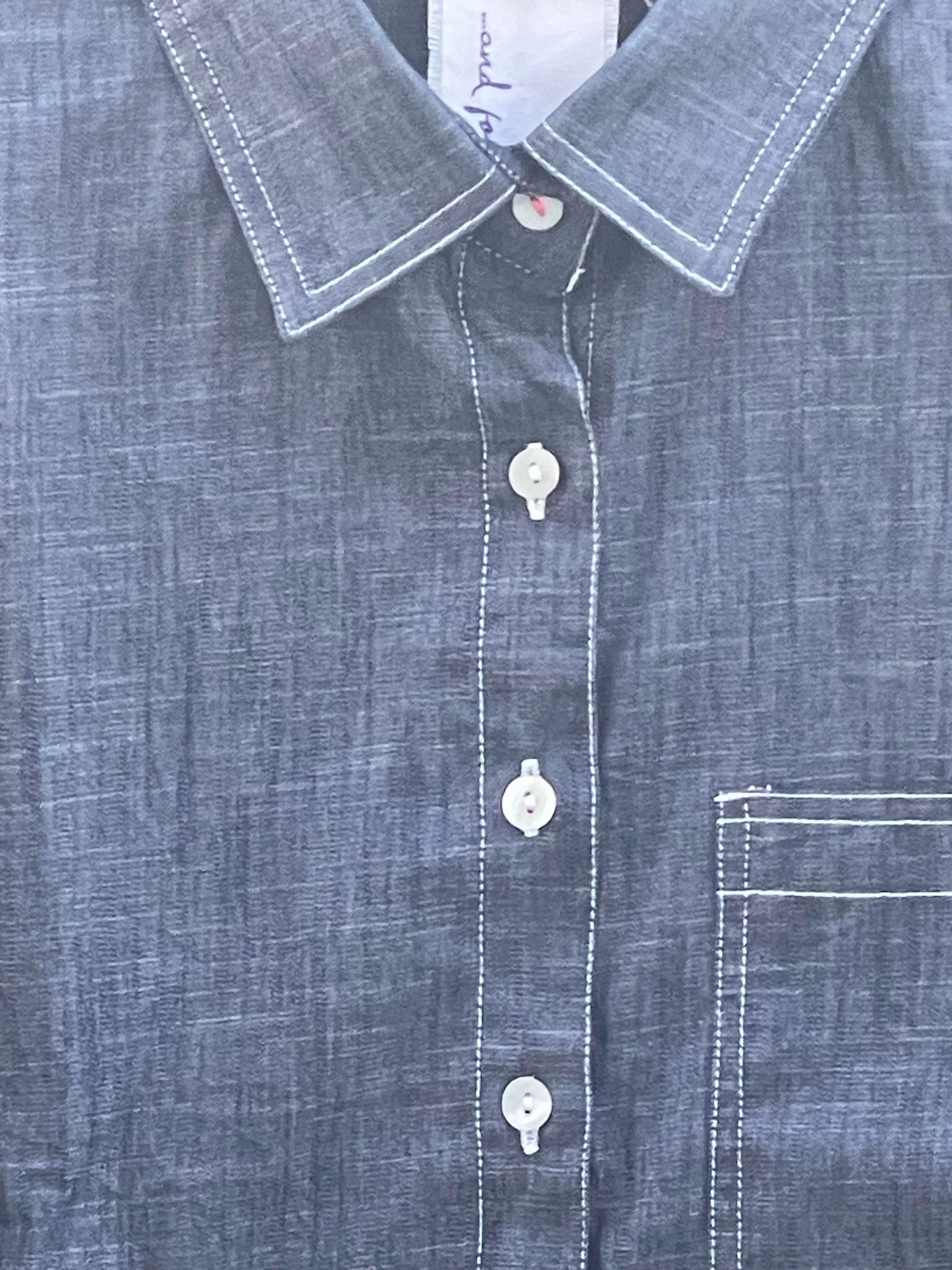 Good Boyfriend Shirt - Short Sleeve Chambray Dark Denim Wash - Image 5