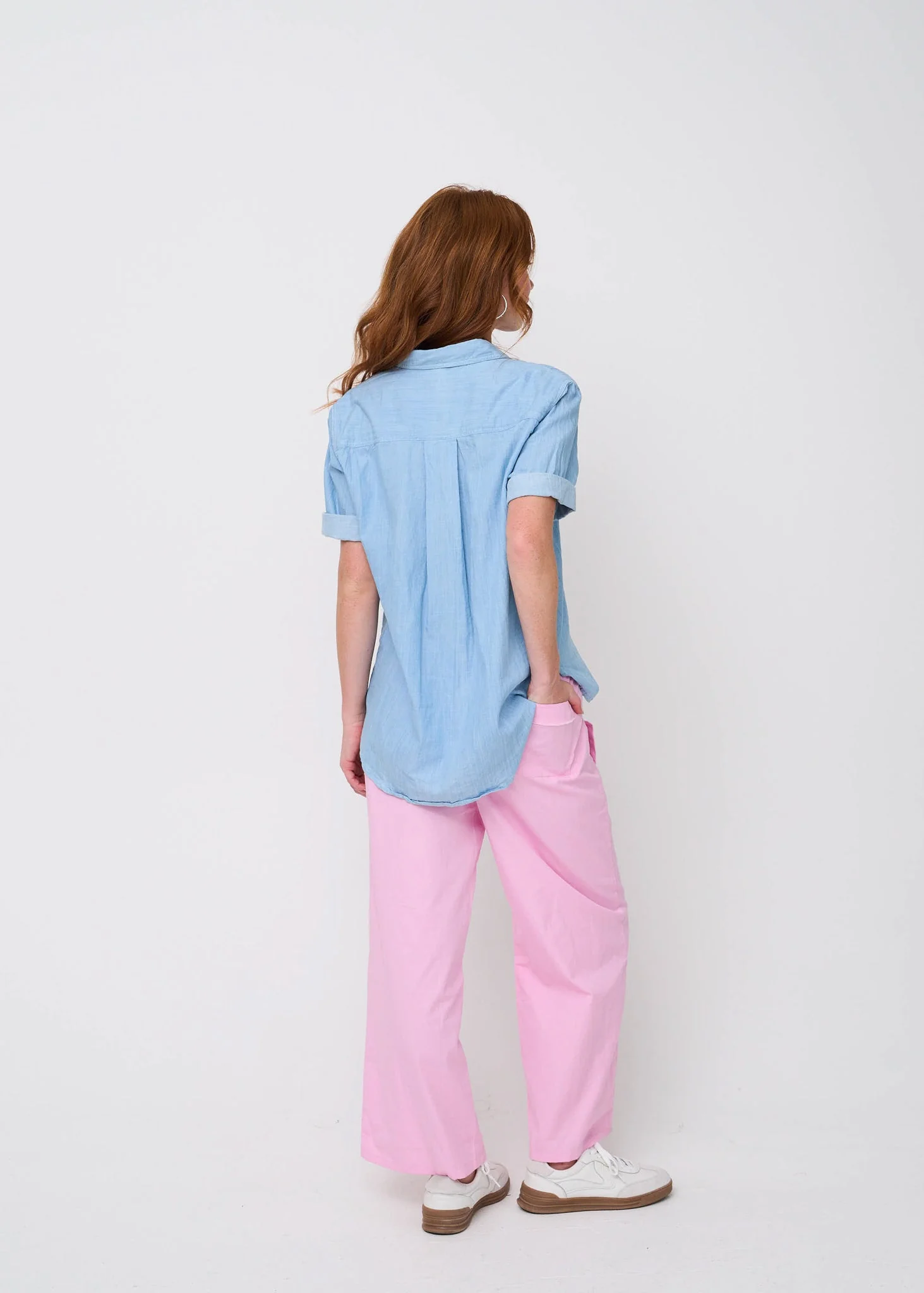Good Boyfriend Shirt - Short Sleeve Chambray Light Wash - Image 4