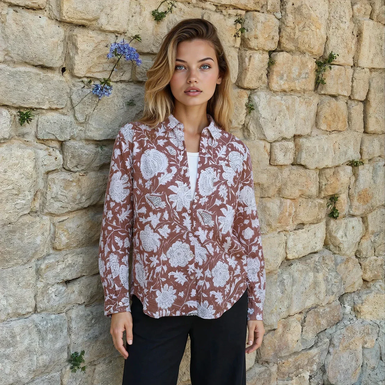 Good Boyfriend Shirt - Sugar Hill Floral Cocoa - Image 5