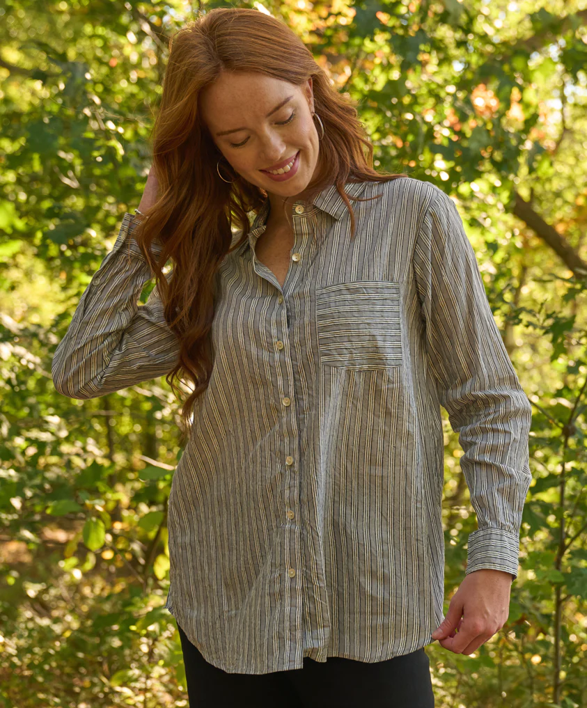 Good Boyfriend Shirt - Tuscan Stripe Charcoal - Image 2