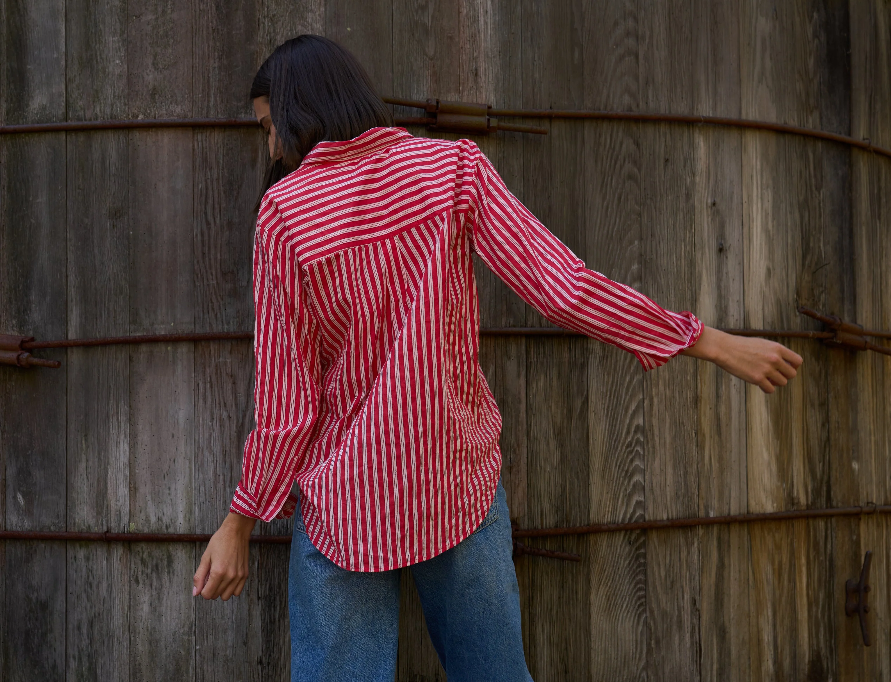 Good Boyfriend Shirt - Tuscan Stripe Cherry Red - Image 3