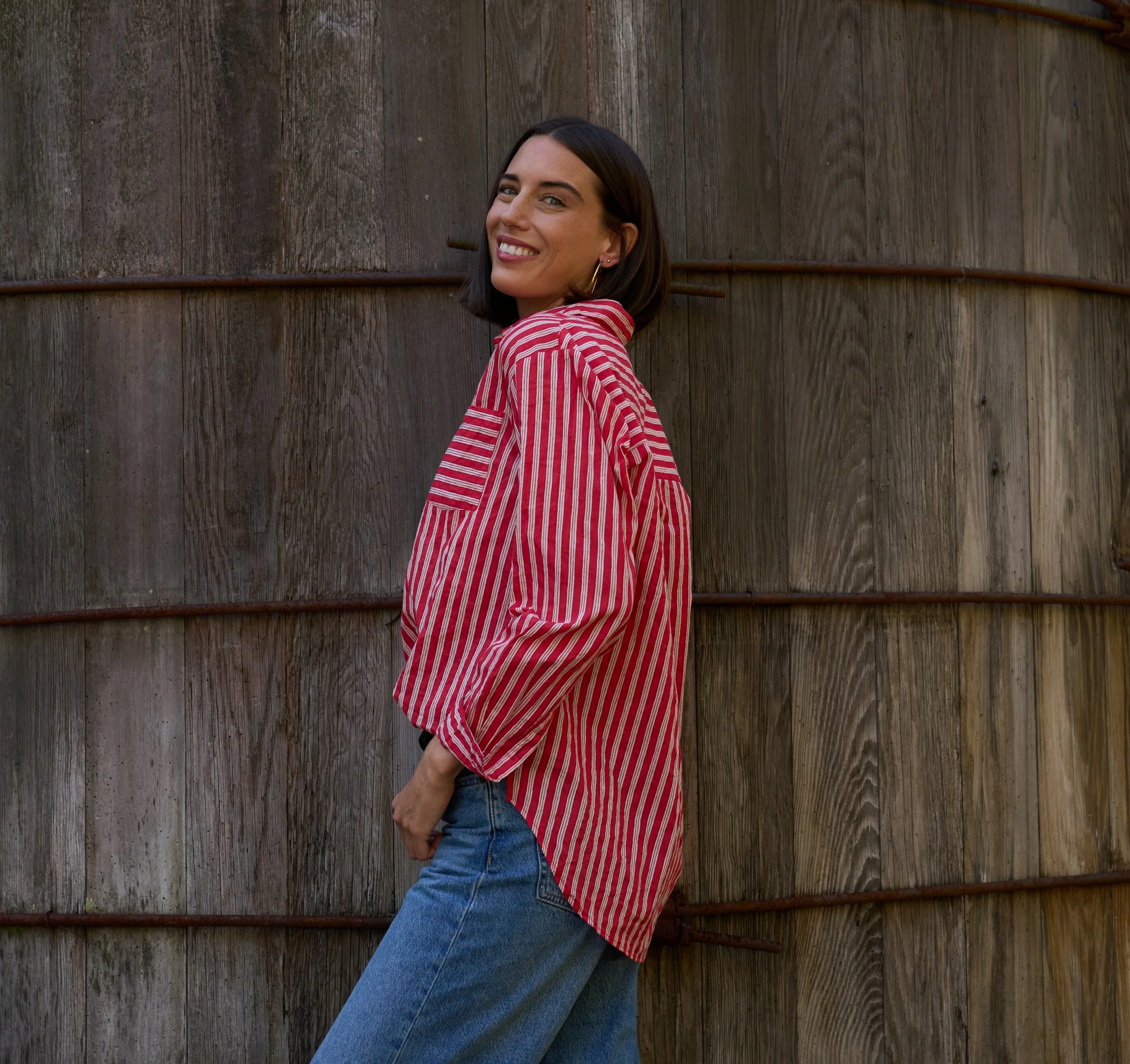 Good Boyfriend Shirt - Tuscan Stripe Cherry Red - Image 5