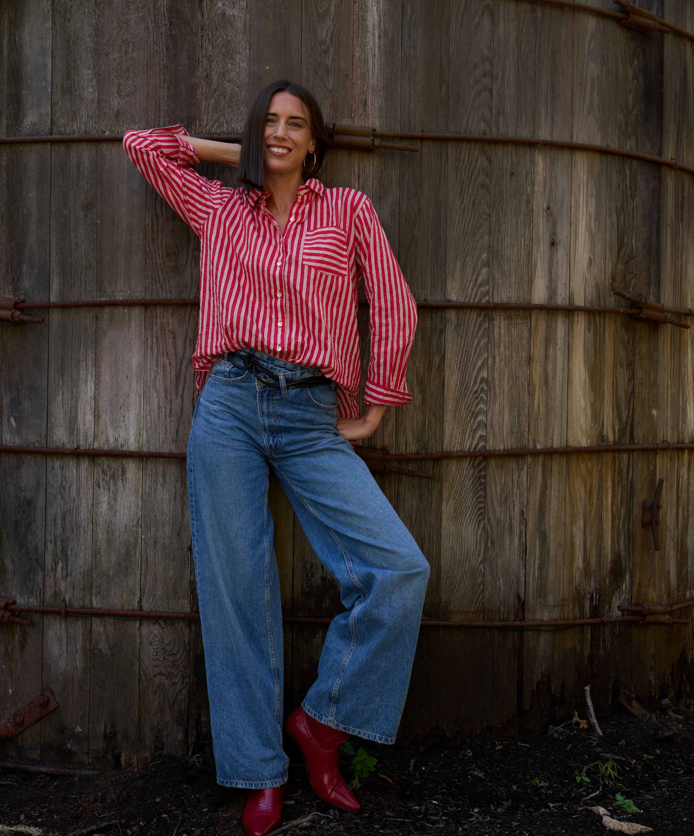 Good Boyfriend Shirt - Tuscan Stripe Cherry Red - Image 6