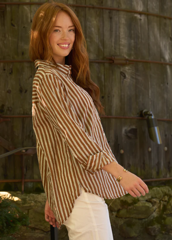 Good Boyfriend Shirt - Tuscan Stripe Chocolate - Image 3