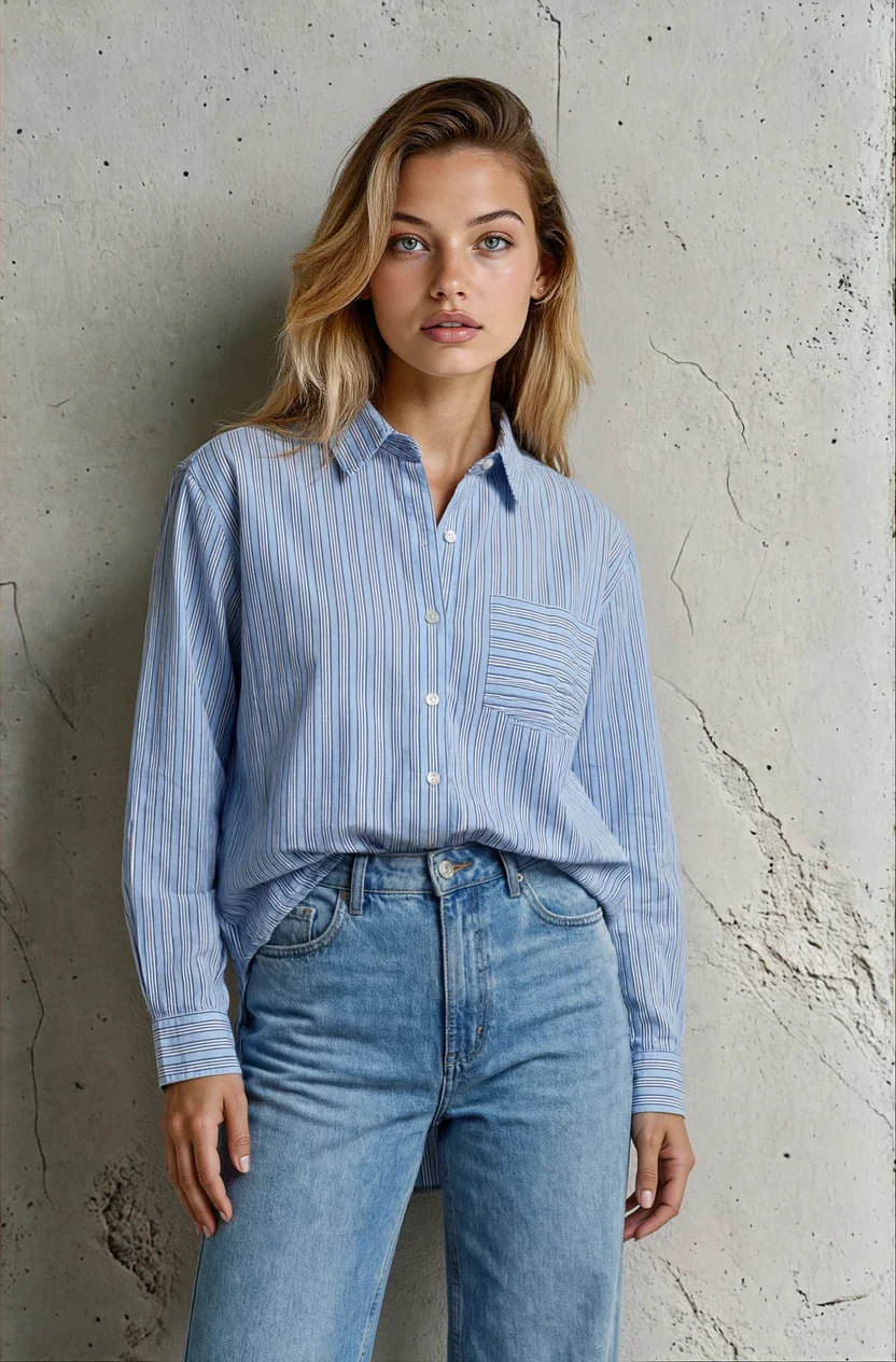 Good Boyfriend Shirt - Tuscan Stripe Cornflower Blue - Image 2