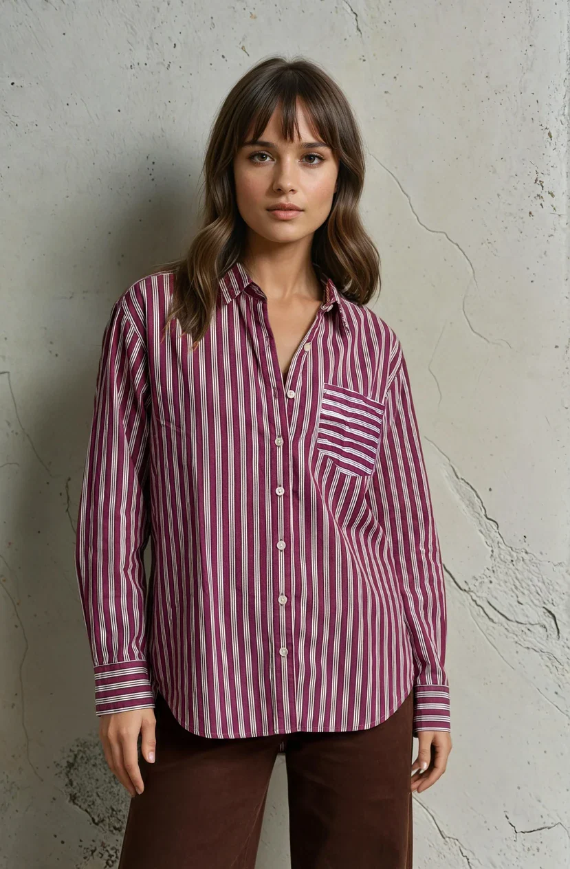 Good Boyfriend Shirt - Tuscan Stripe Plum - Image 2