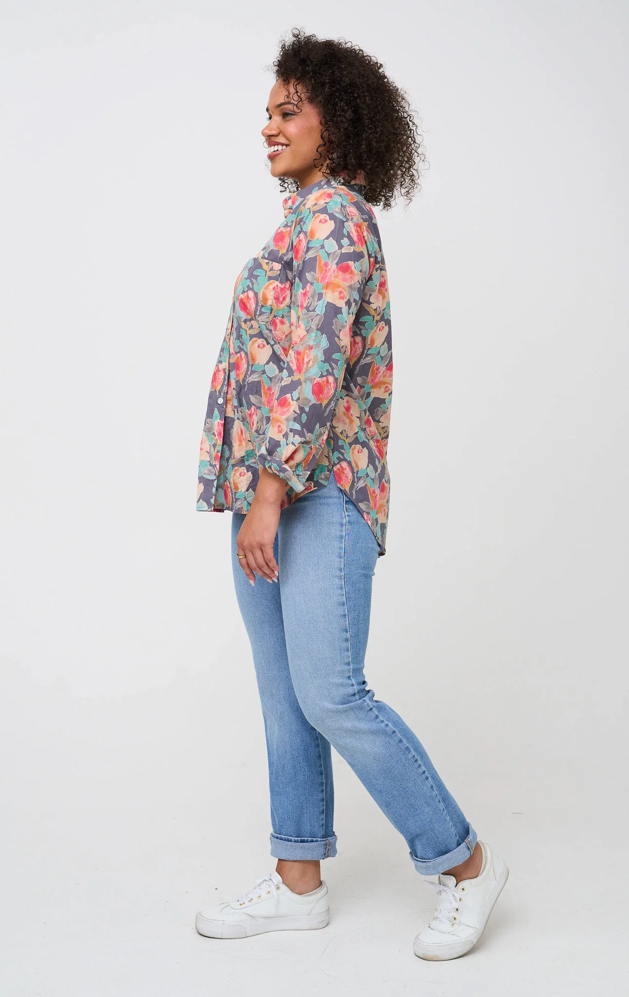 Good Boyfriend Shirt - Watercolor Floral Charcoal Grey - Image 4