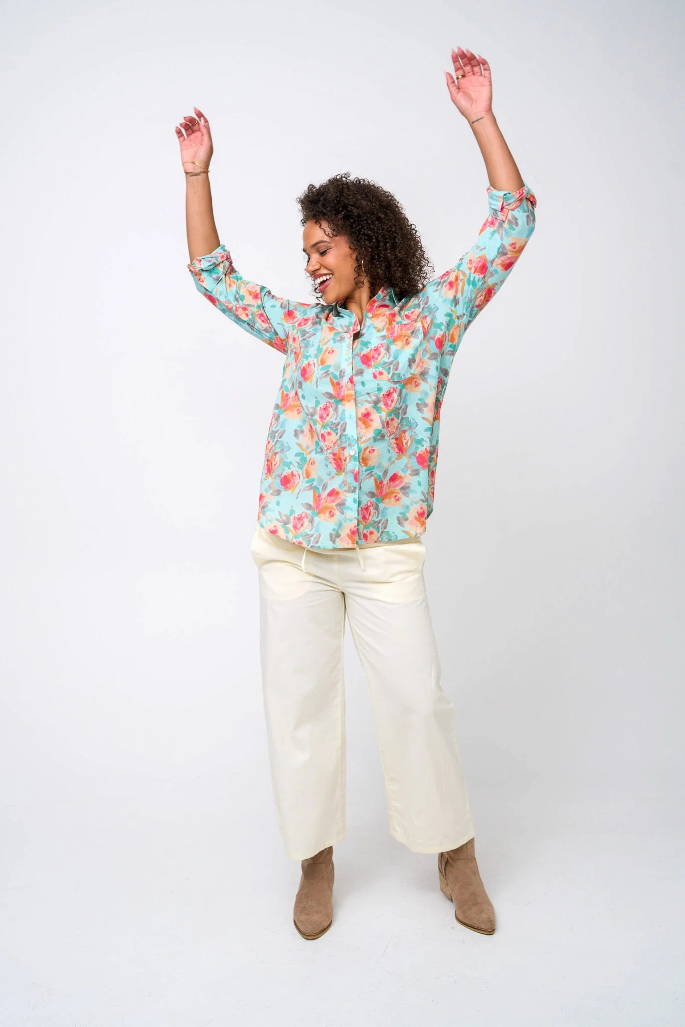 Good Boyfriend Shirt - Watercolor Floral Glacier Blue - Image 2