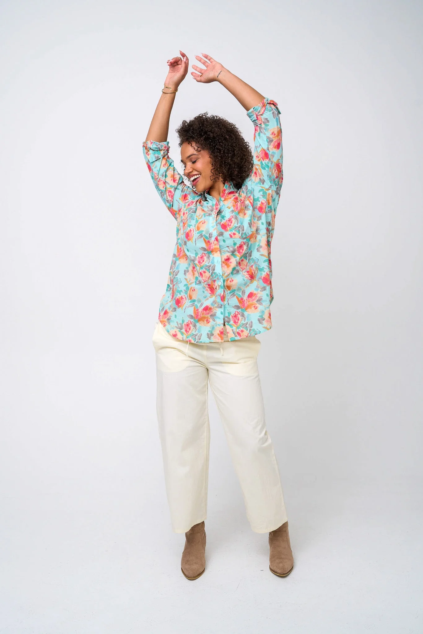 Good Boyfriend Shirt - Watercolor Floral Glacier Blue - Image 3