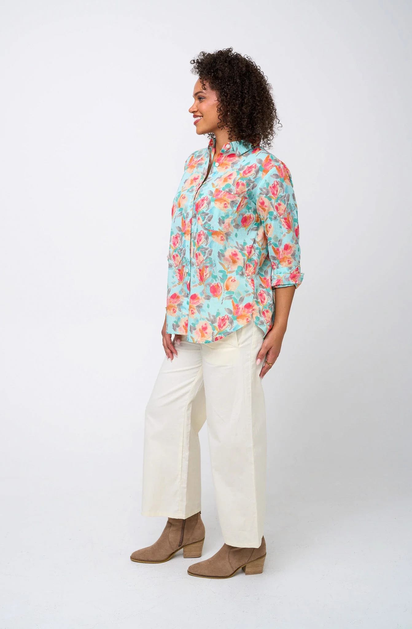 Good Boyfriend Shirt - Watercolor Floral Glacier Blue - Image 4
