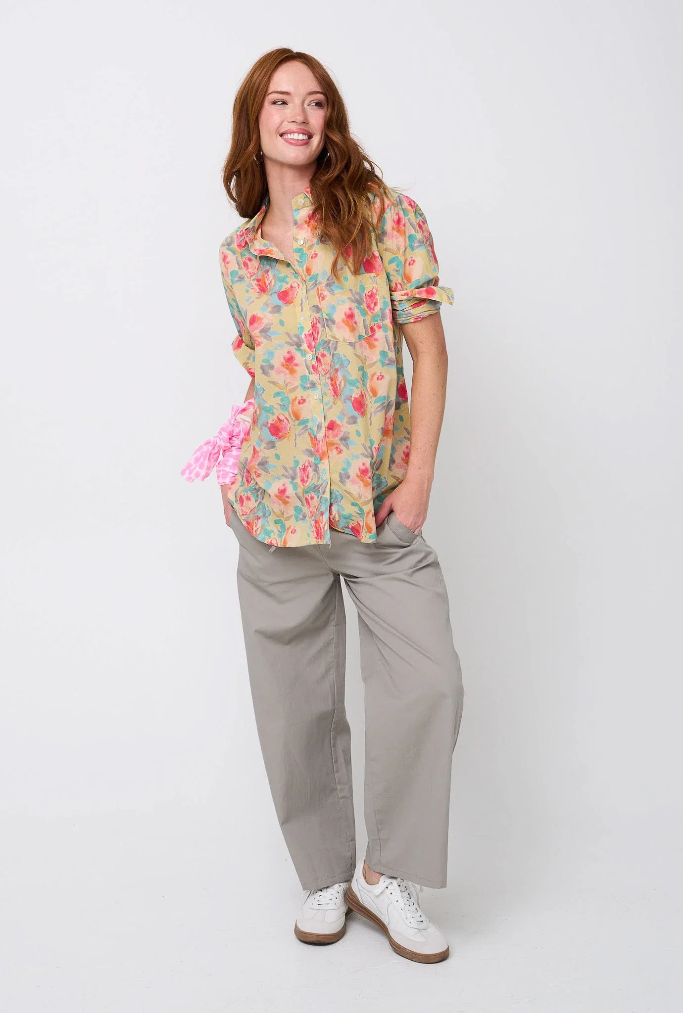 Good Boyfriend Shirt - Watercolor Floral Lemon Sorbet - Image 2