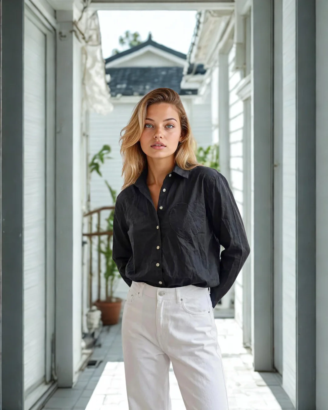 Good Boyfriend Shirt with Heart Pocket Black - Image 4