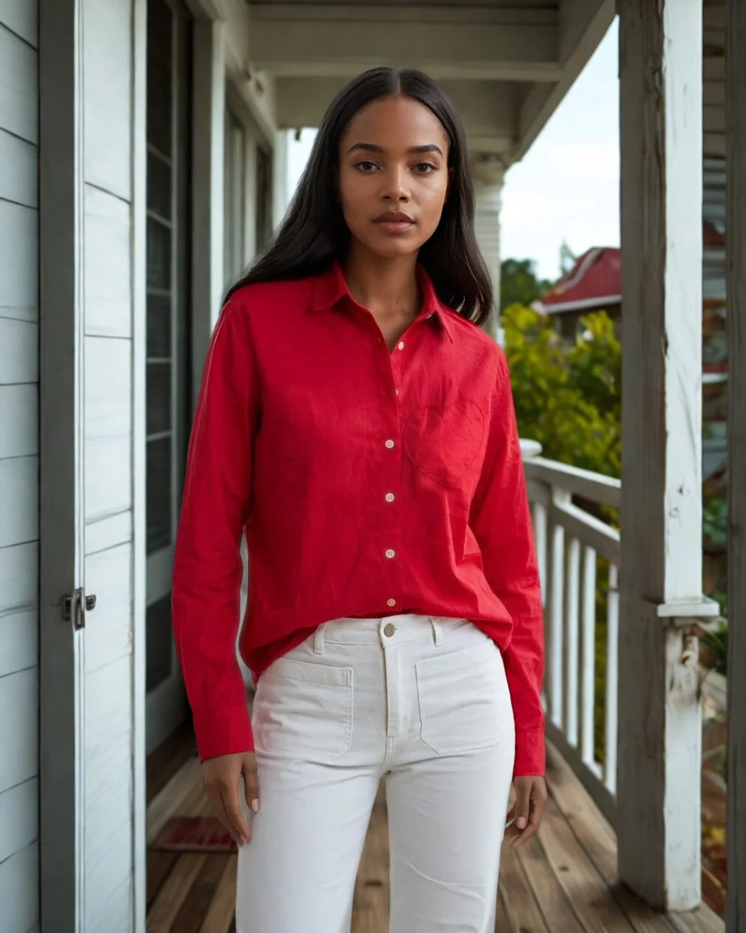 Good Boyfriend Shirt with Heart Pocket Cherry Red - Image 4