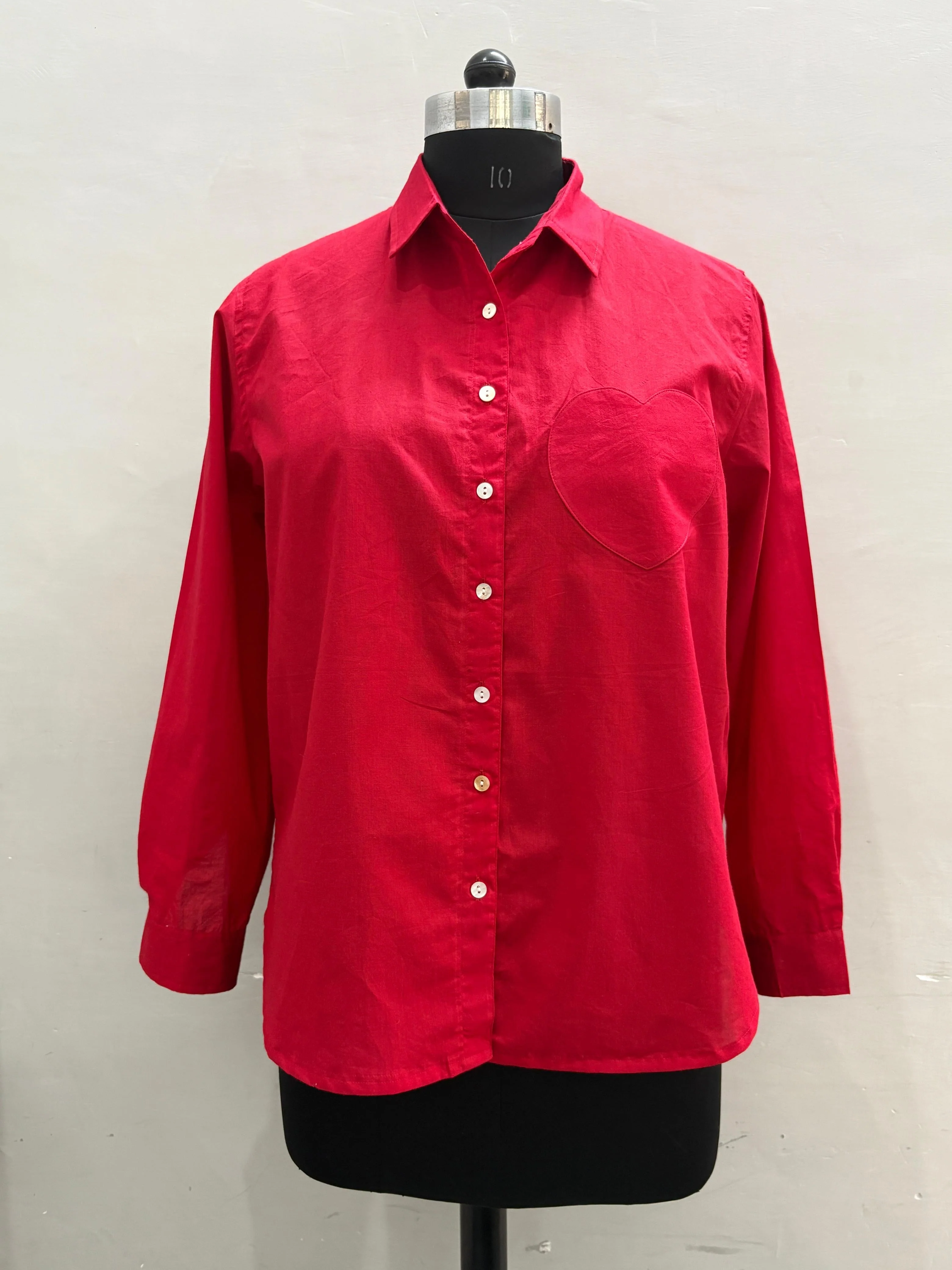 Good Boyfriend Shirt with Heart Pocket Cherry Red - Image 5