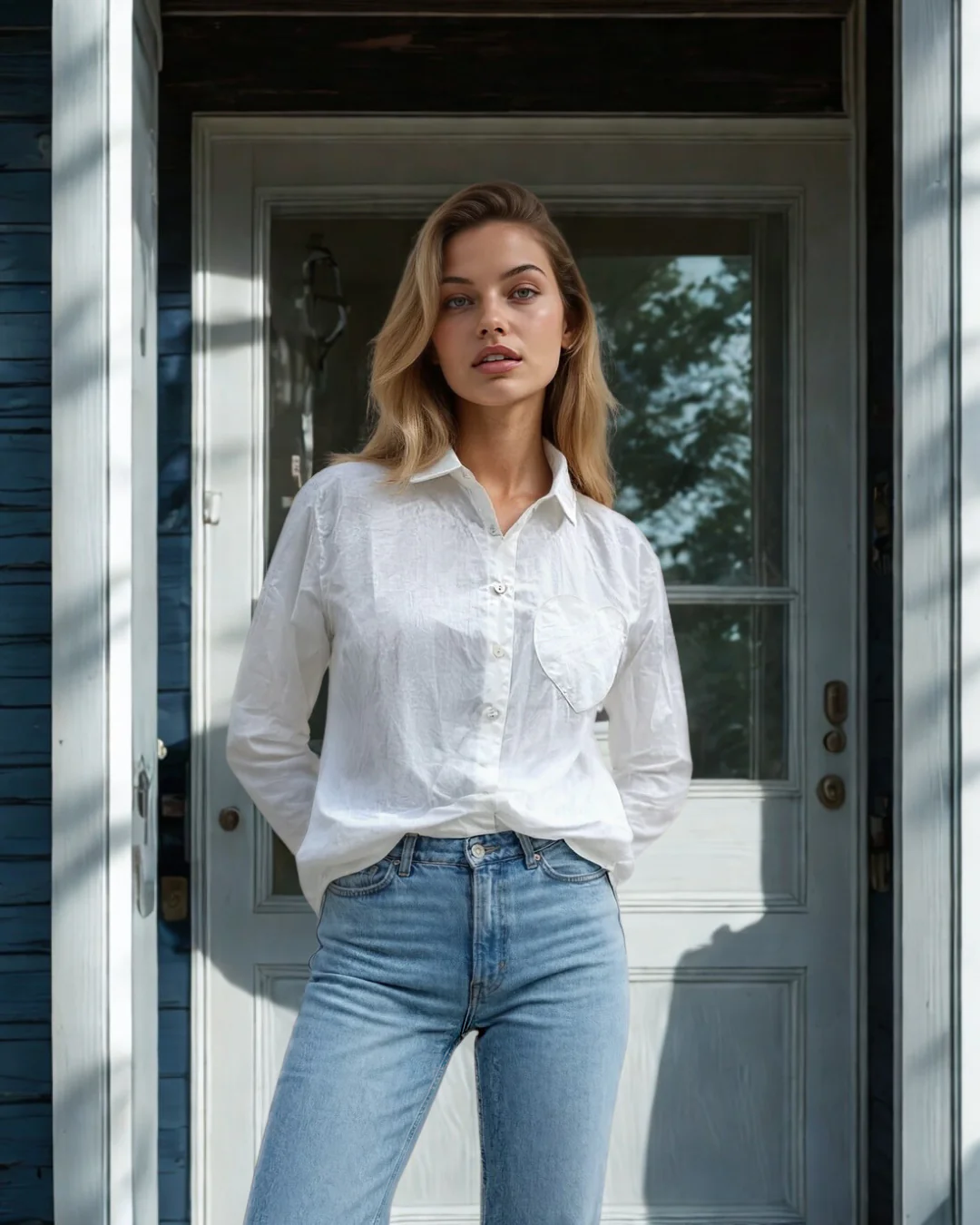 Good Boyfriend Shirt with Heart Pocket Classic White - Image 2