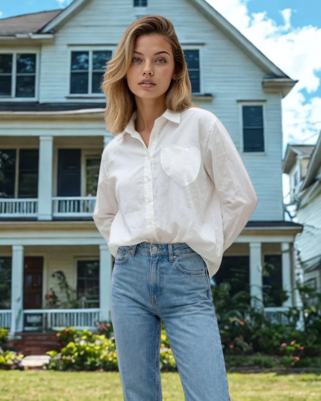 Good Boyfriend Shirt with Heart Pocket Classic White - Image 3