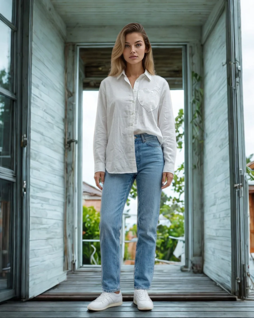Good Boyfriend Shirt with Heart Pocket Classic White - Image 4