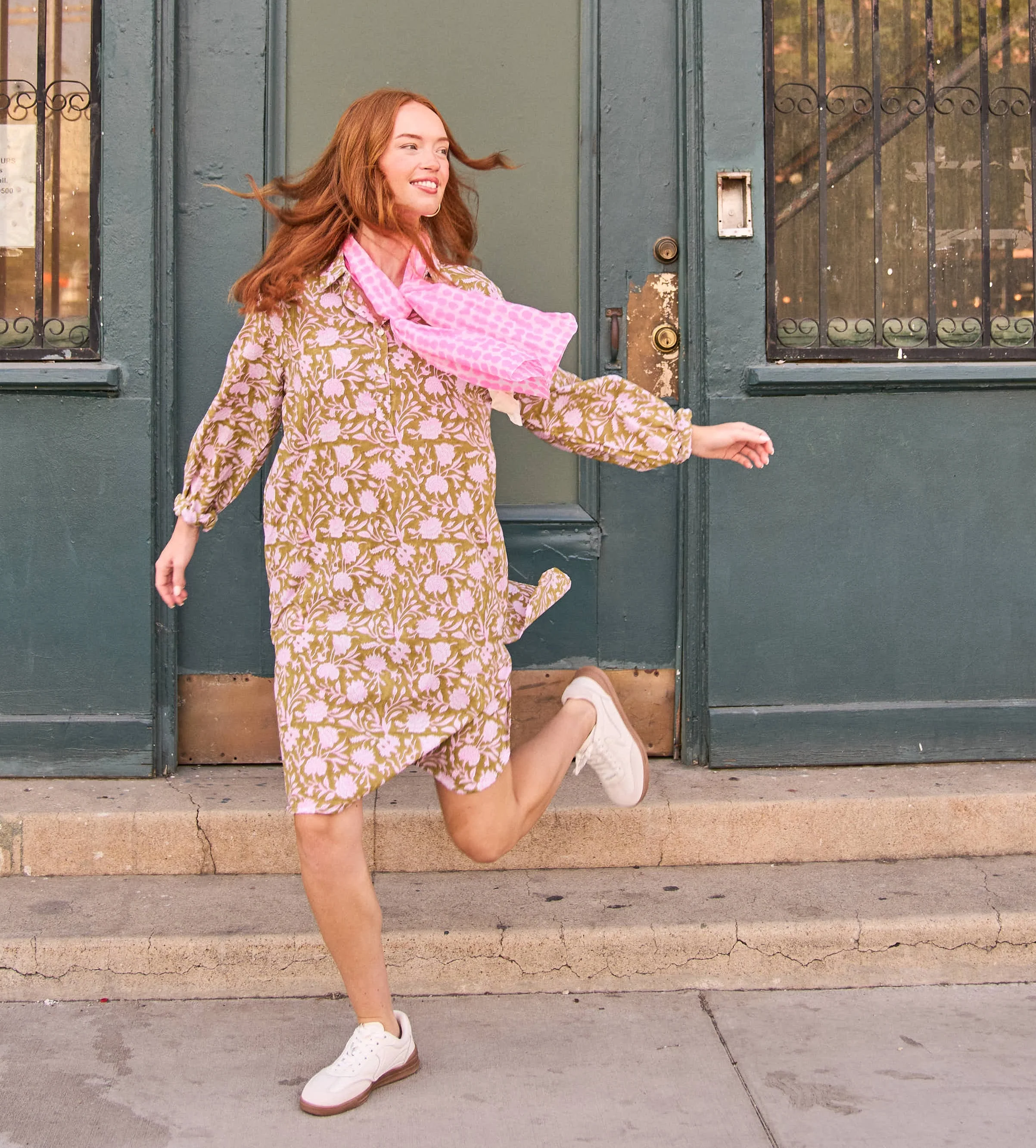 Good Boyfriend ShirtDress - Floral Escape Olive Oil/Lavender - Image 3