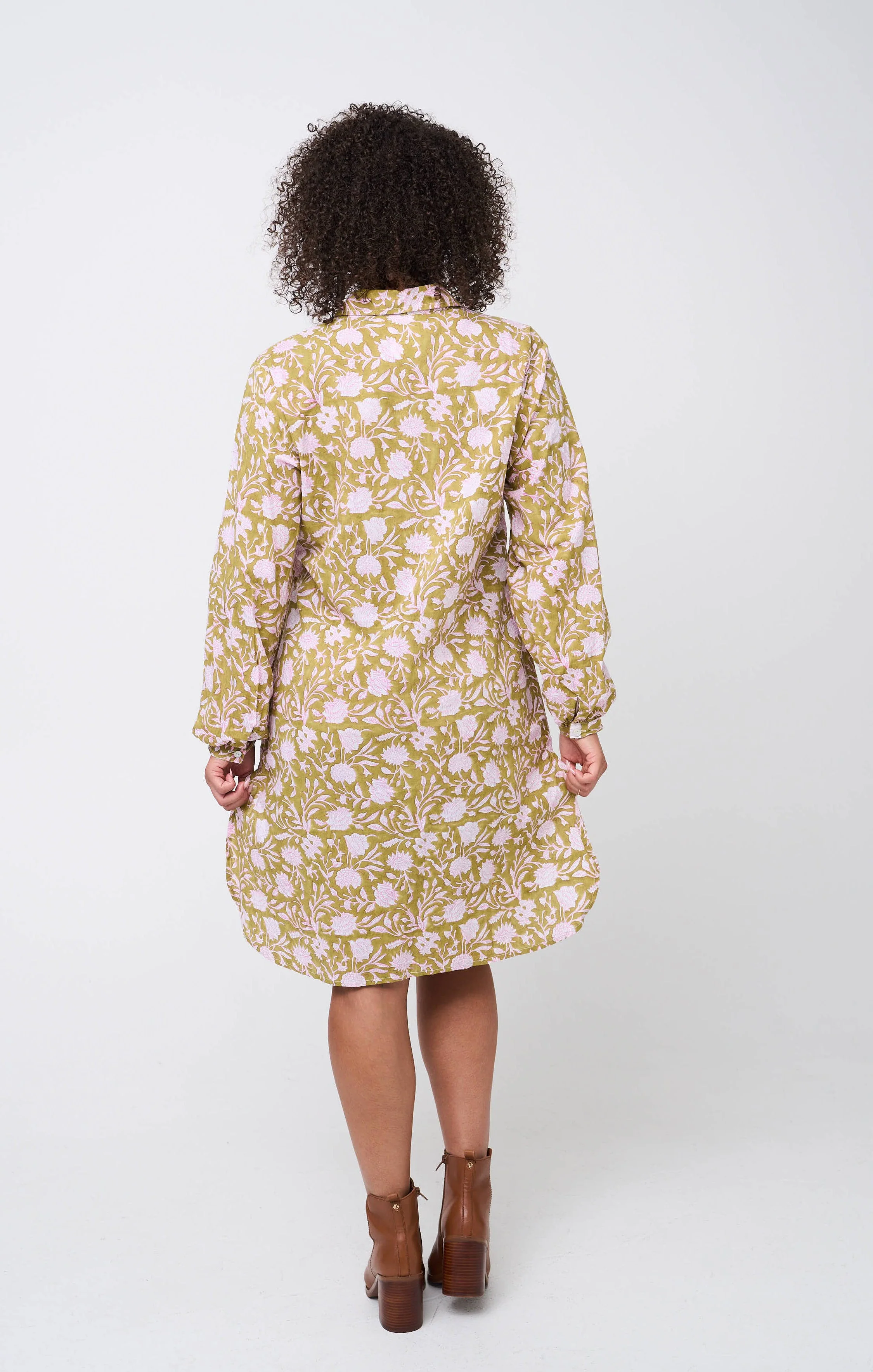 Good Boyfriend ShirtDress - Floral Escape Olive Oil/Lavender - Image 7