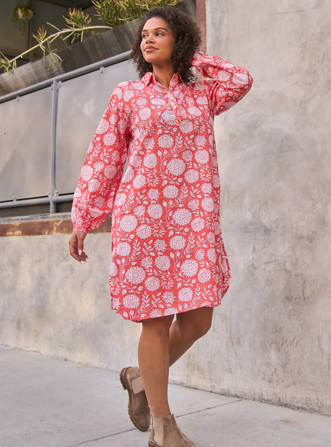 Good Boyfriend ShirtDress - Hydrangea Beauty Papaya - Image 2