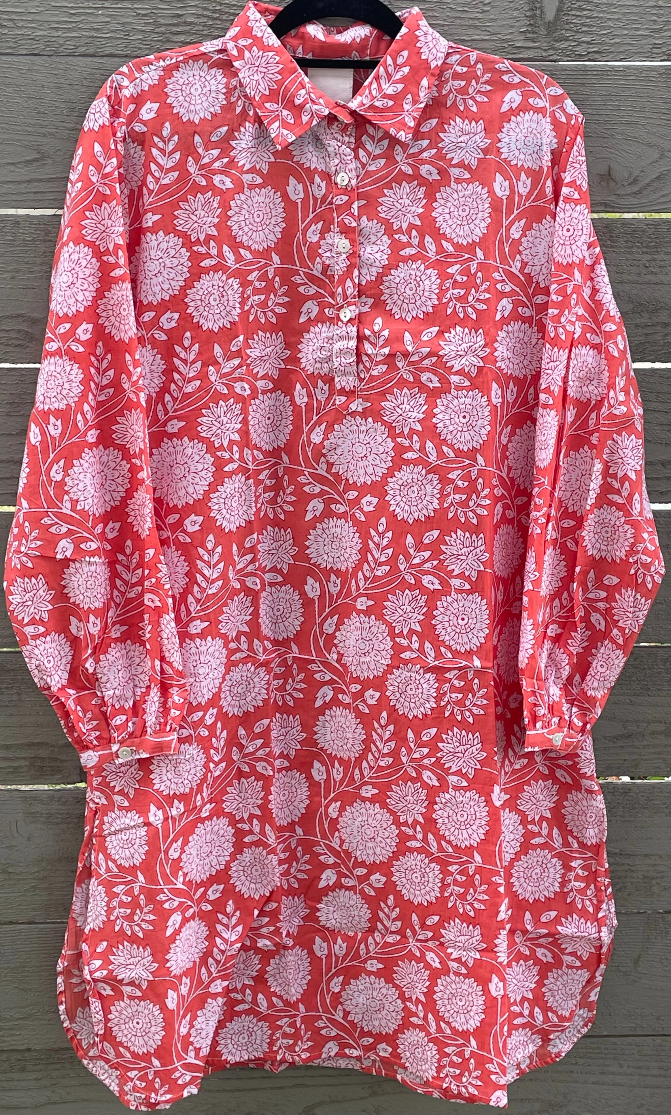 Good Boyfriend ShirtDress - Hydrangea Beauty Papaya - Image 3