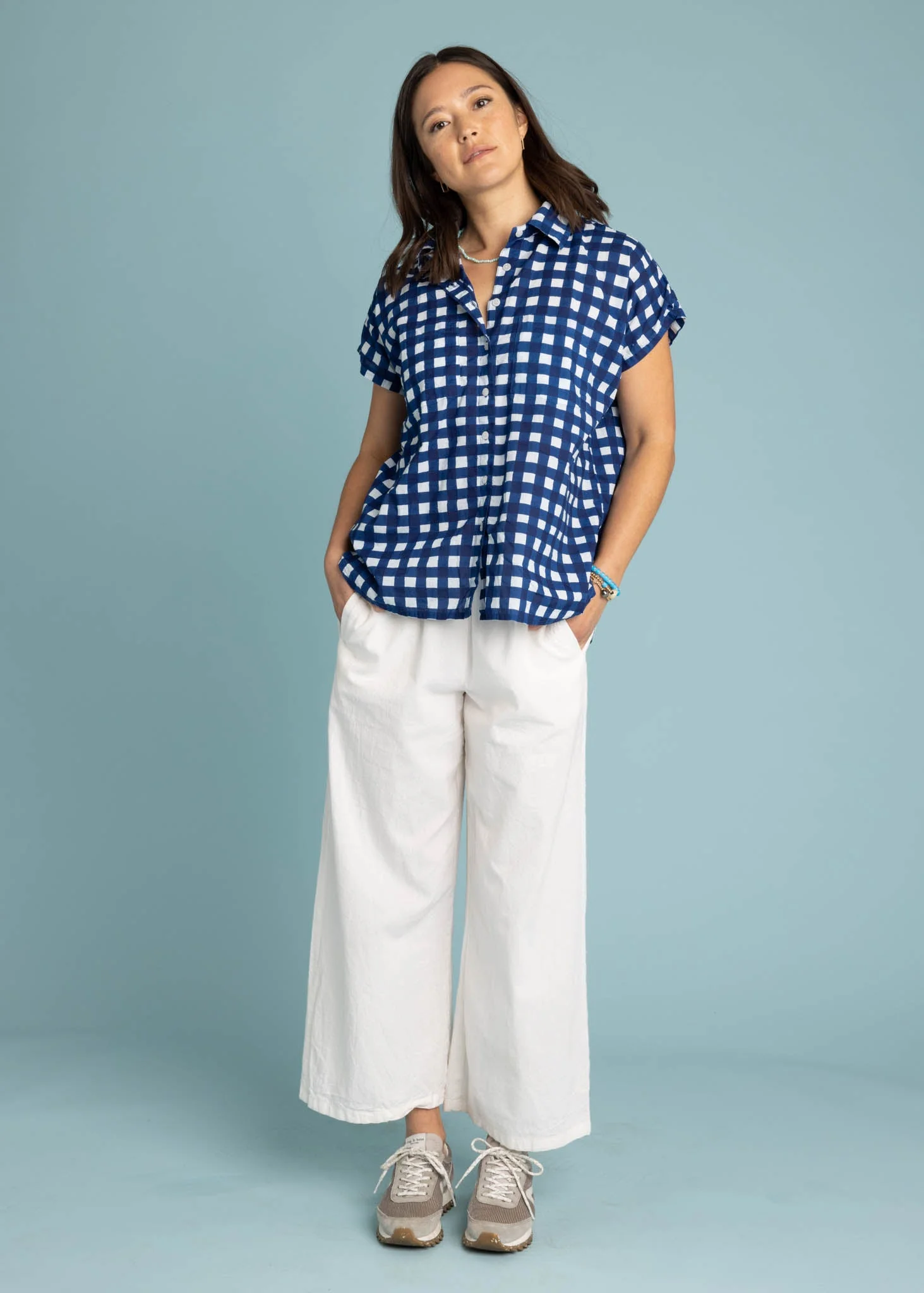 Good Boyfriend Short Sleeve Shirt  Gingham Picnic - Coastal Blue - Image 2