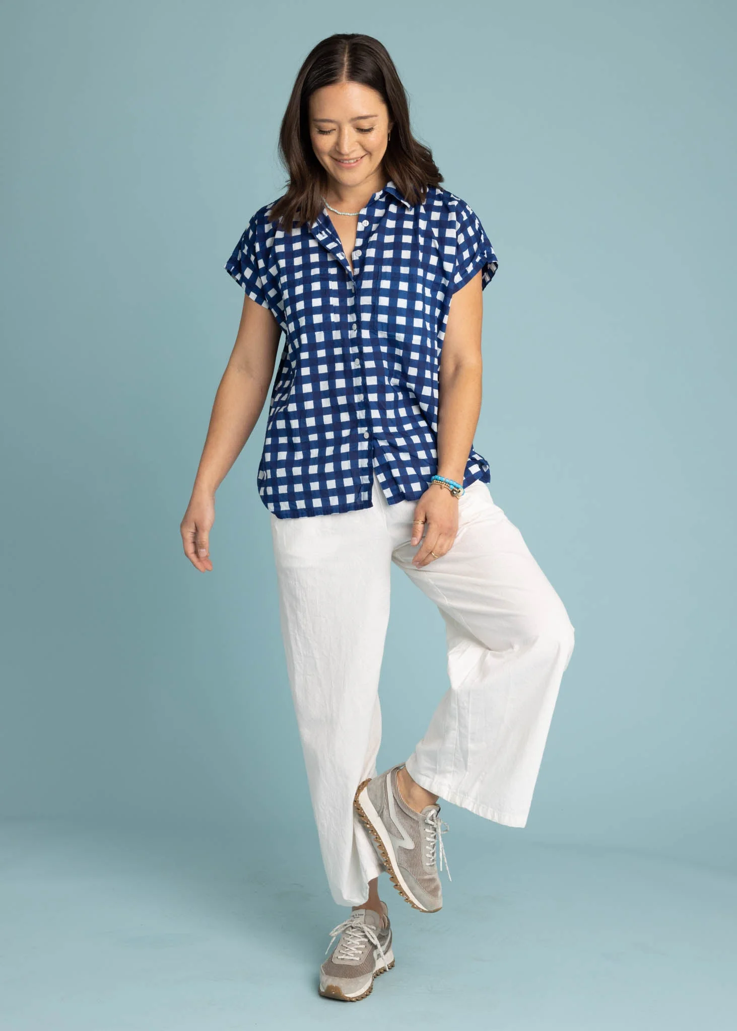 Good Boyfriend Short Sleeve Shirt  Gingham Picnic - Coastal Blue - Image 3