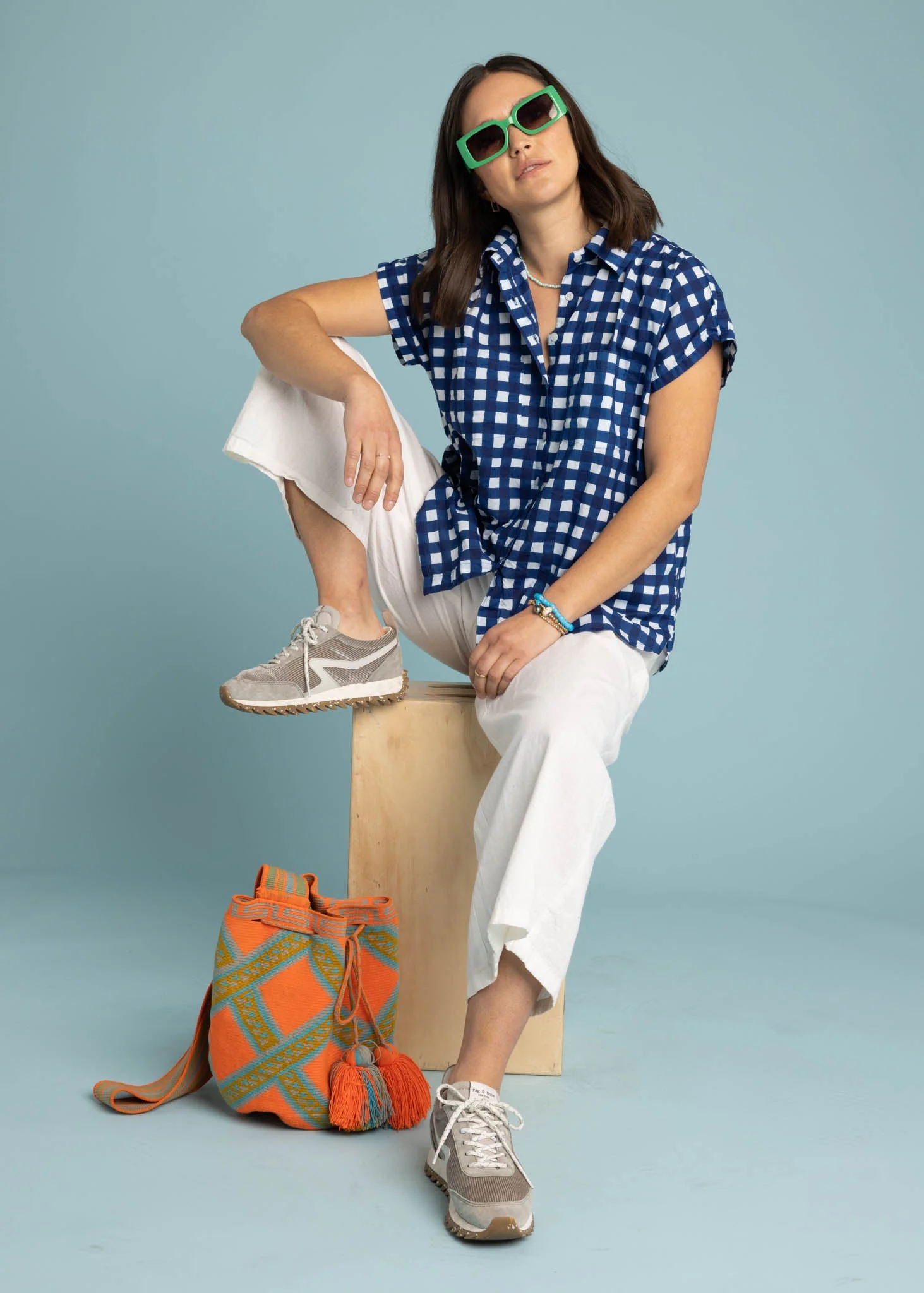 Good Boyfriend Short Sleeve Shirt  Gingham Picnic - Coastal Blue - Image 4