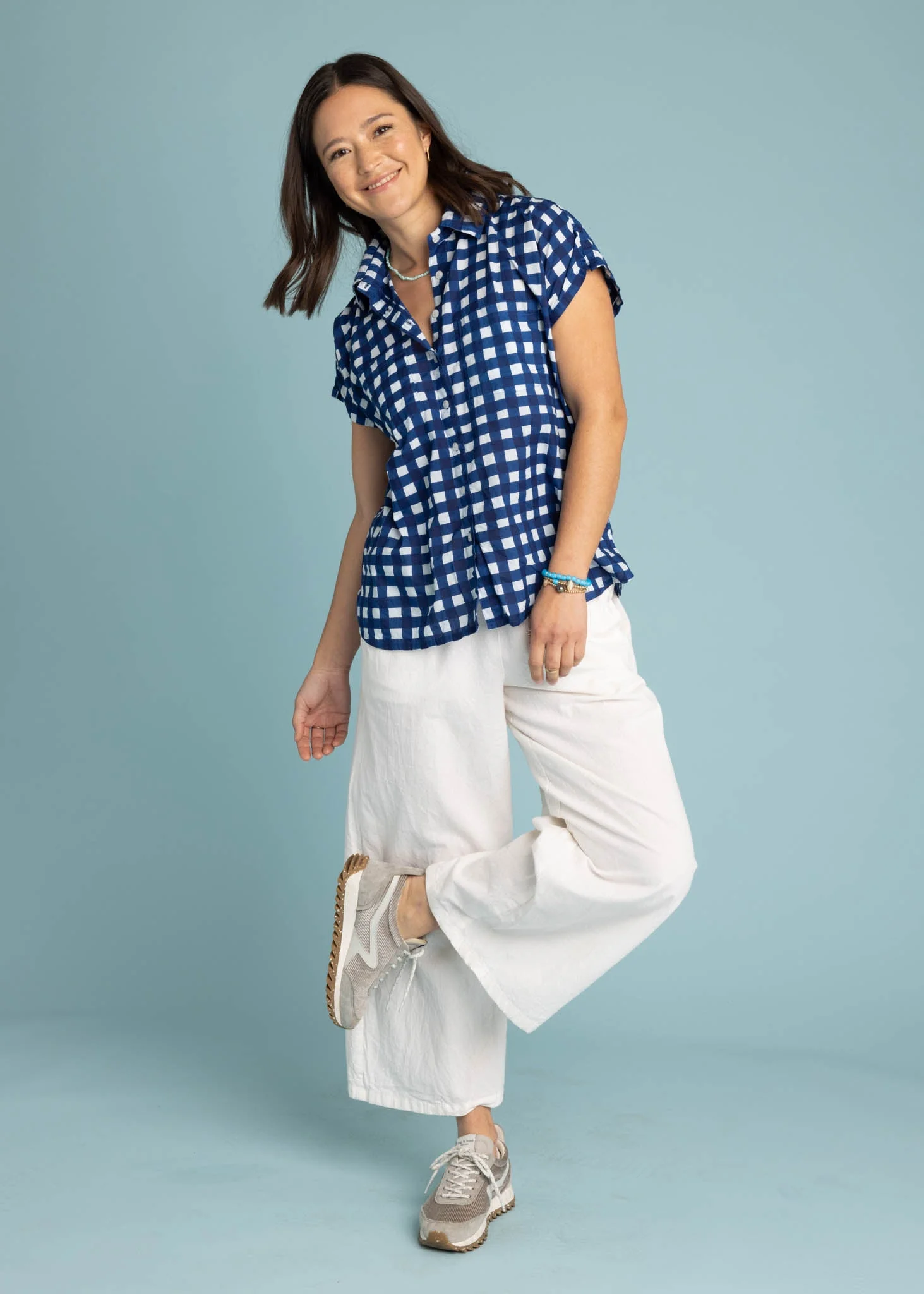 Good Boyfriend Short Sleeve Shirt  Gingham Picnic - Coastal Blue - Image 5