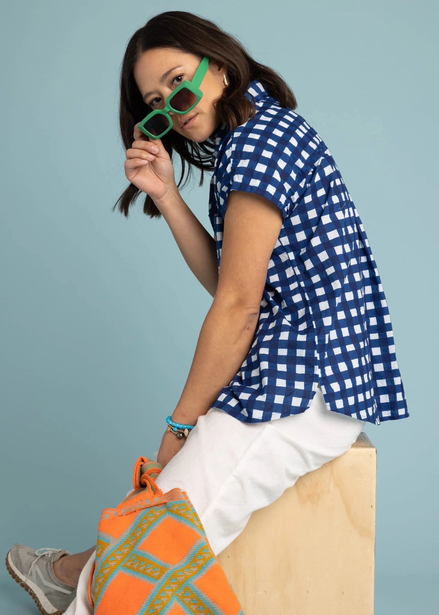 Good Boyfriend Short Sleeve Shirt  Gingham Picnic - Coastal Blue - Image 6