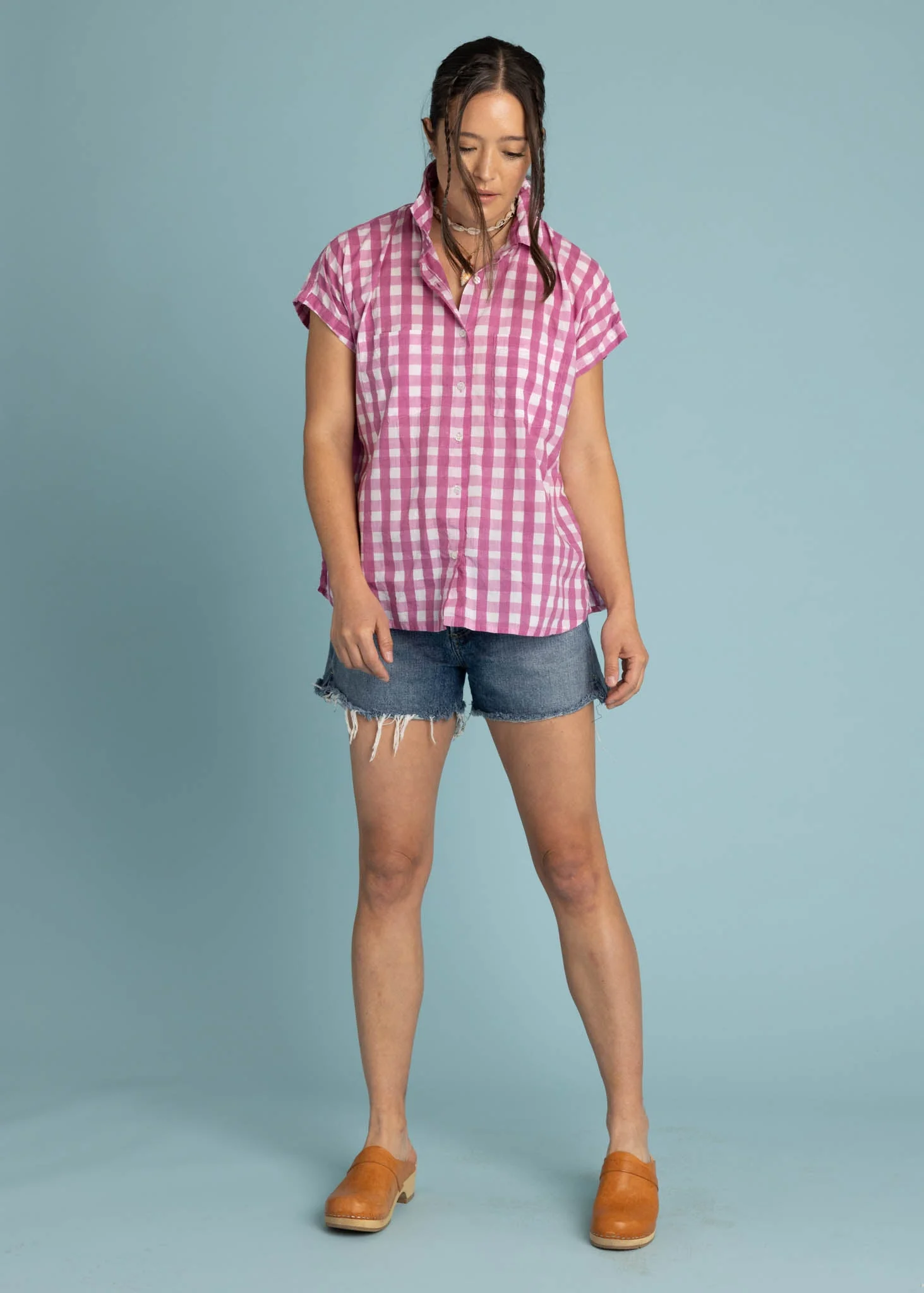 Good Boyfriend Short Sleeve Shirt Gingham Picnic - Dahlia - Image 3